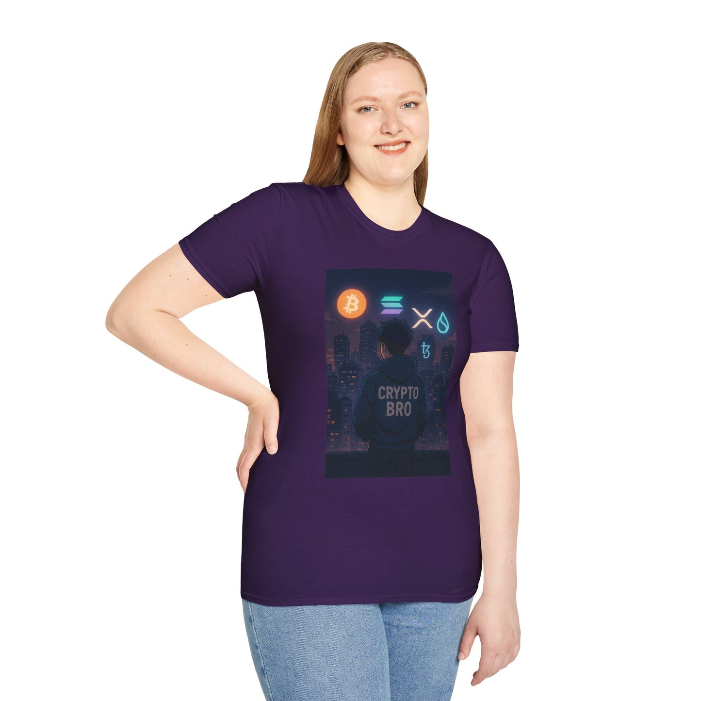 Crypto Bro Unisex Softstyle T-Shirt, Retro Gamer Apparel, Cryptocurrency Gift, Stylish Casual Wear, Graphic Tee for Men and Women