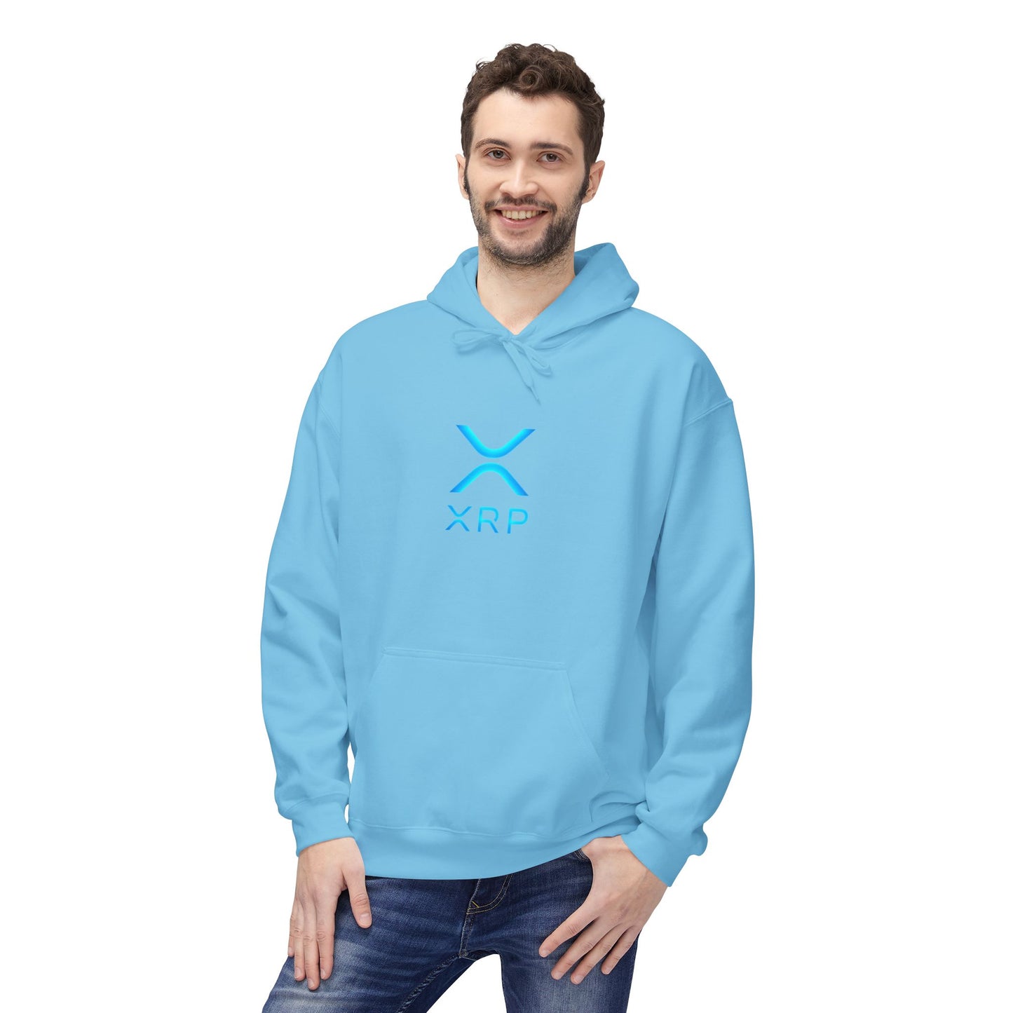 XRP Logo Fleece Hoodie for Crypto Fans, Lightweight Sweater, Ideal Gift for Techies, Unisex Crypto Apparel, Perfect for Casual Wear