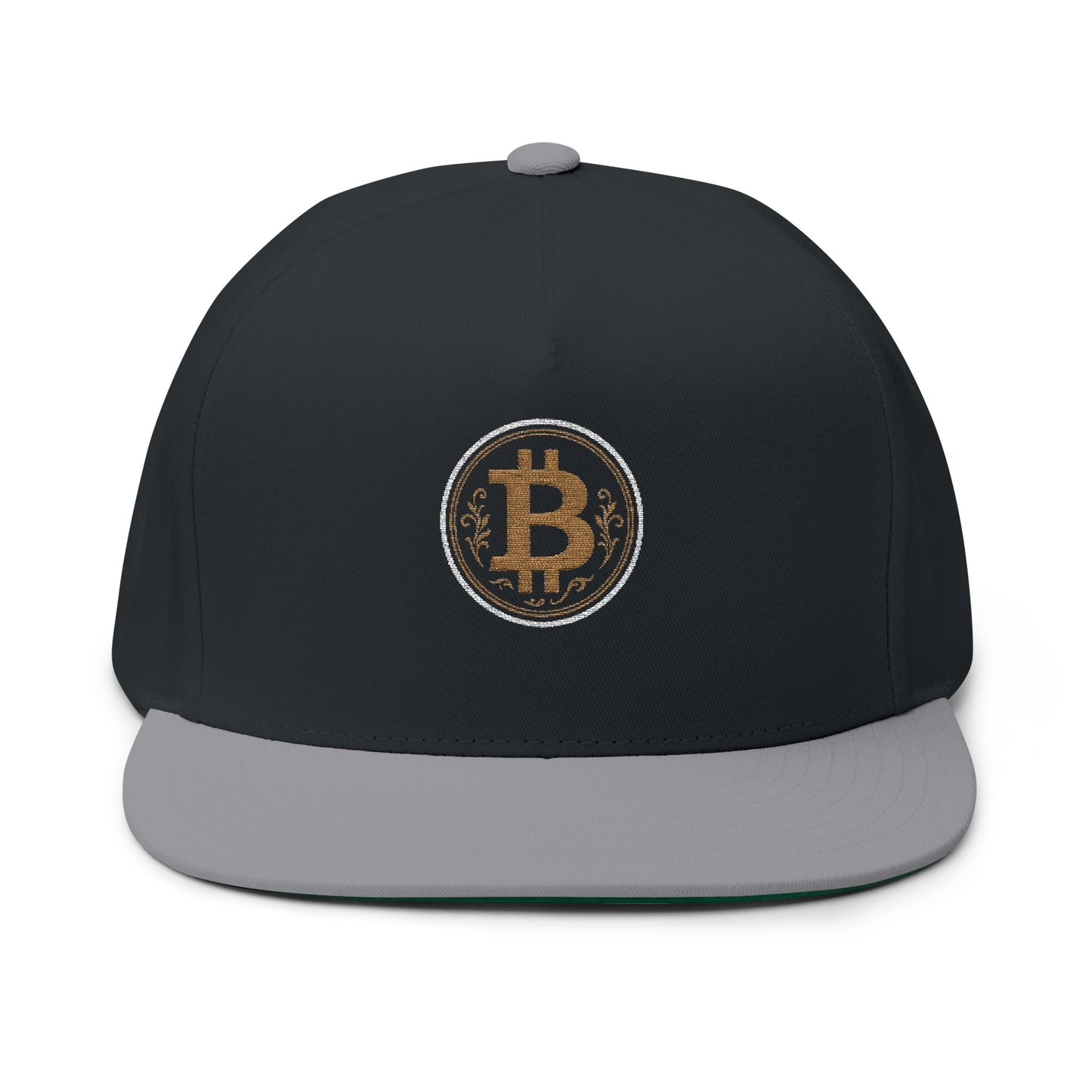 Bitcoin Embroidered Flat Bill Cap
