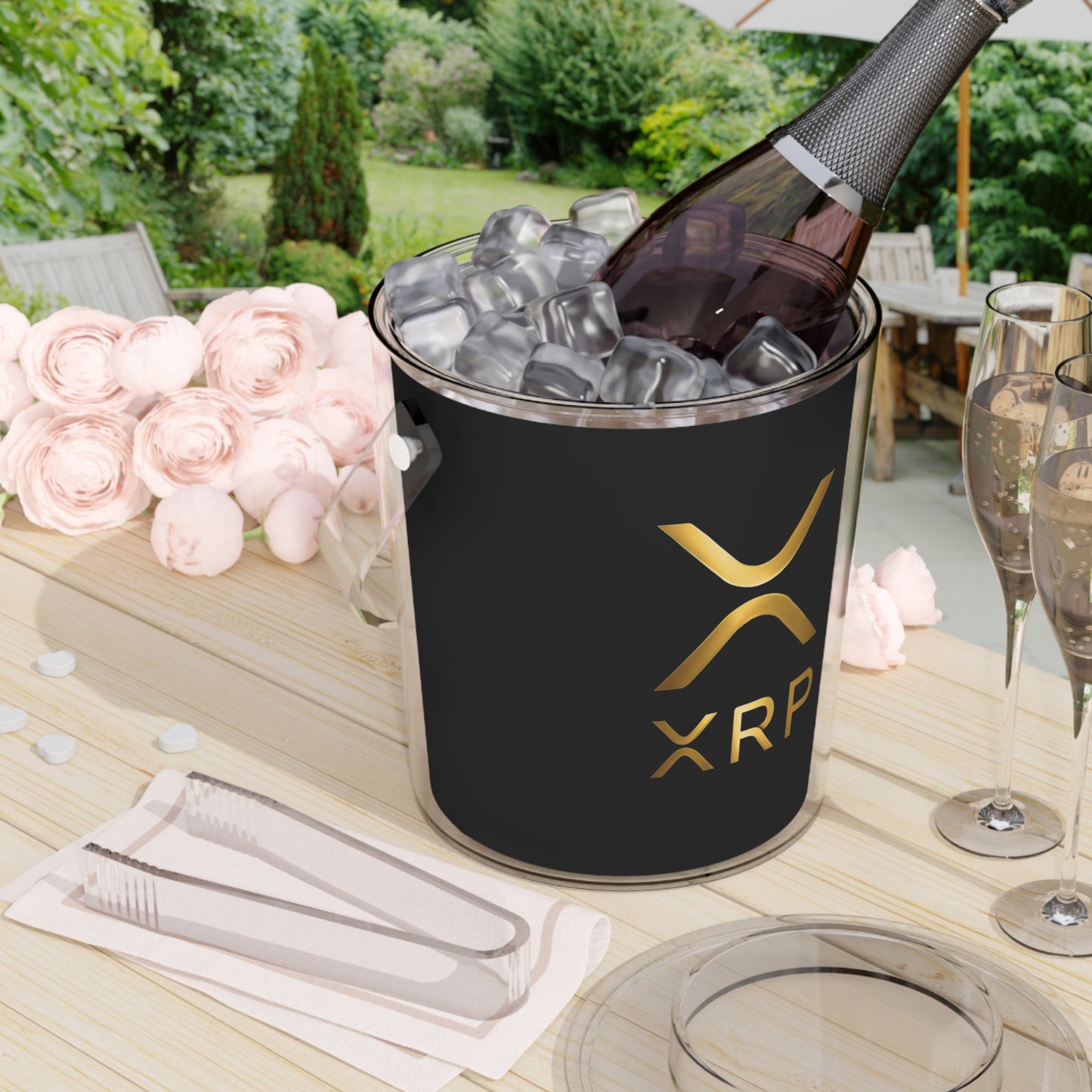 XRP Sleek Ice Bucket with Tongs - Perfect for Parties, Tailgates, BBQs, Gifts, Home Bars