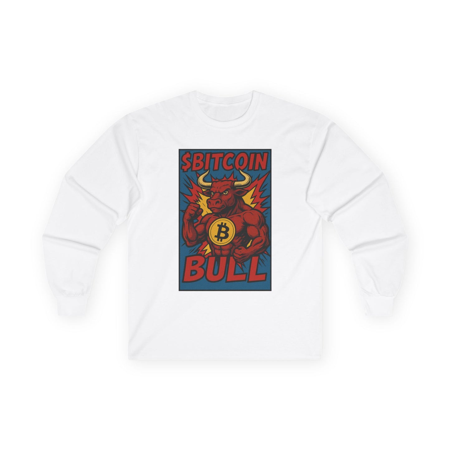 Bitcoin Bull Long Sleeve Tee, Cryptocurrency Gift, Ethereum Shirt, Funny Bitcoin Apparel, Trendy Long Sleeve Top