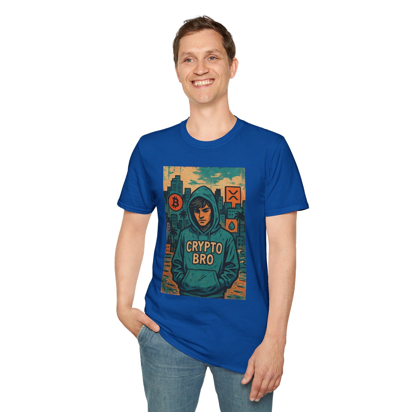 Crypto Bro Unisex Softstyle T-Shirt, Bitcoin Apparel, Cryptocurrency Gift, Casual Wear, Trendy Graphic Tee