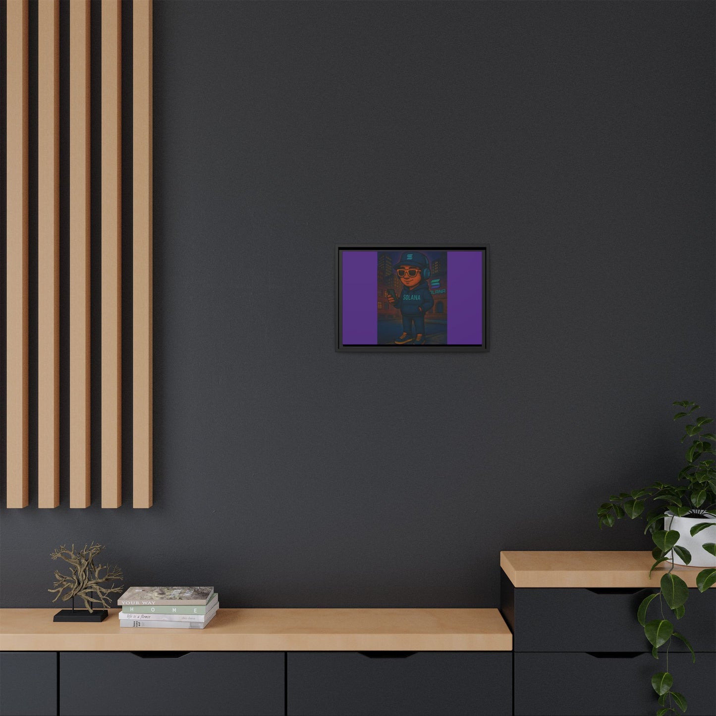 Framed Matte Canvas Art Print, Urban Character Artwork, Home Decor, Gift for Crypto Enthusiasts, Wall Art for Living Room