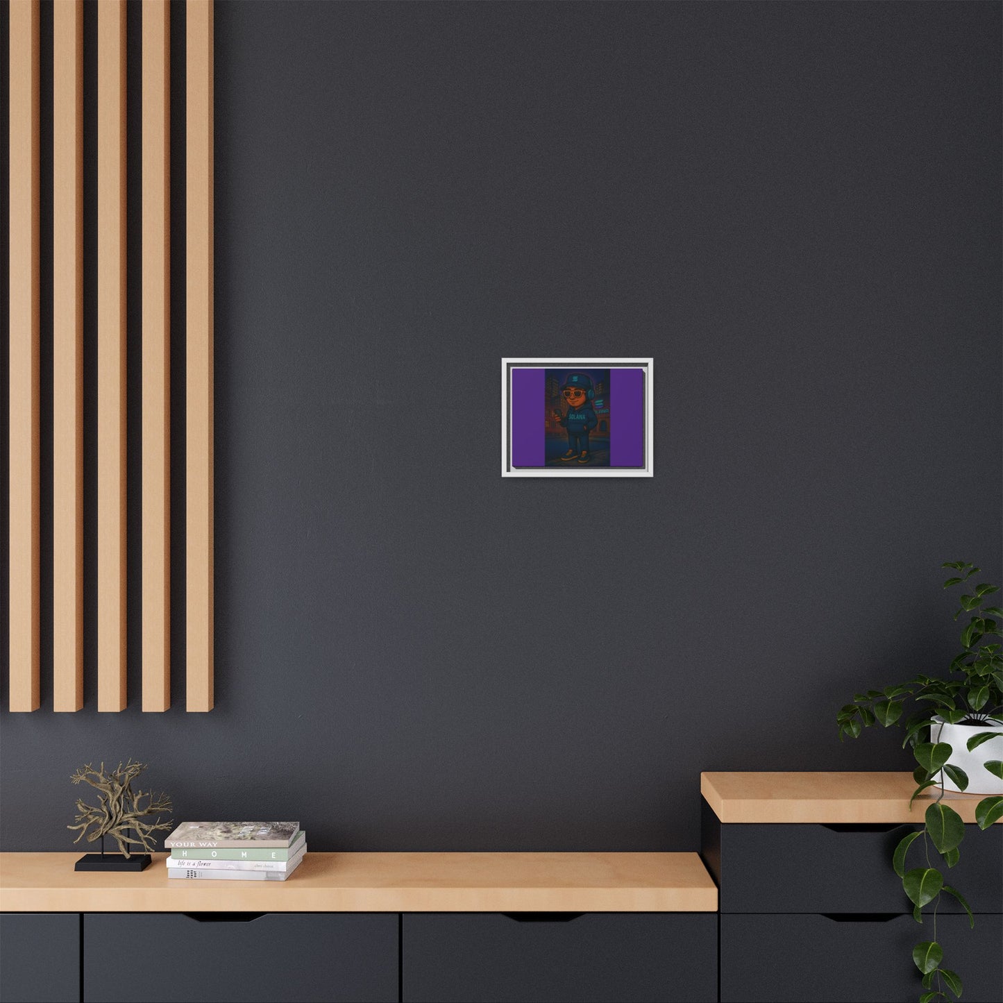 Framed Matte Canvas Art Print, Urban Character Artwork, Home Decor, Gift for Crypto Enthusiasts, Wall Art for Living Room