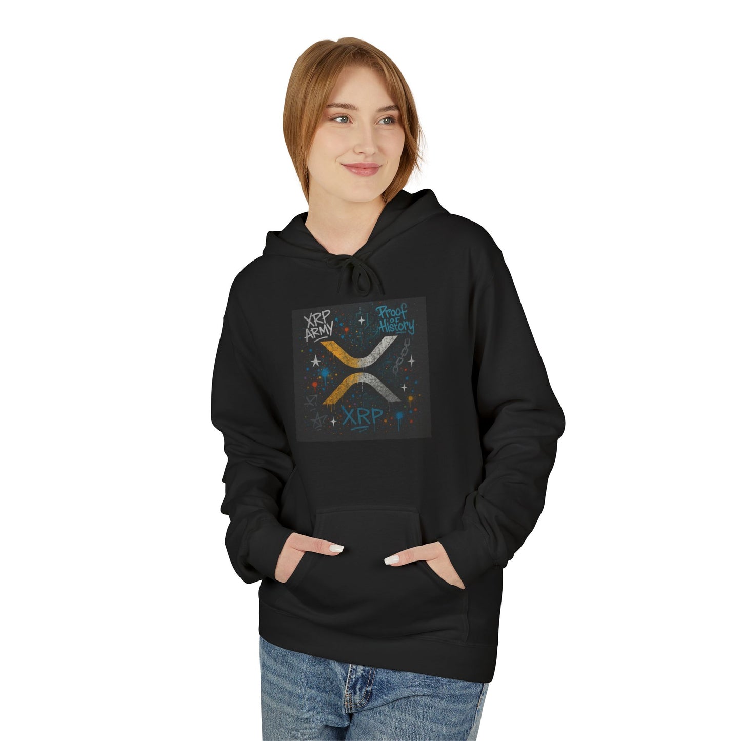 XRP Cosmic Vibes Hoodie, Unisex Graphic Sweatshirt for Cozy Nights, Perfect for Sci-Fi Lovers, Christmas Gifts, Starry Nightwear