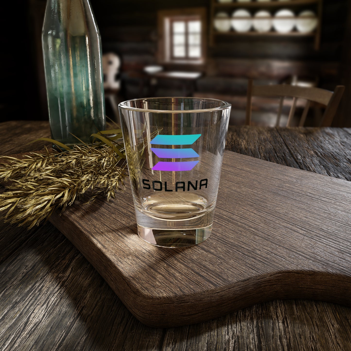 Solana Themed Shot Glass, 1.5oz - Perfect for Celebrations, Barware, Party Favors, Crypto Enthusiasts, Gifts
