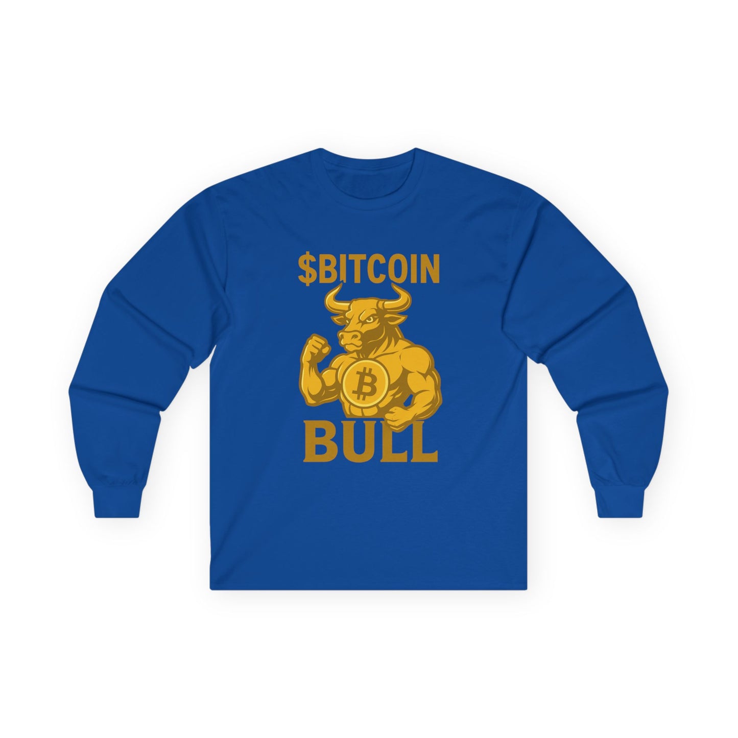 Bitcoin Bull Long Sleeve Tee for Crypto Lovers, Funny Crypto Shirt, Gift for Blockchain Enthusiasts, Cryptocurrency Apparel, Trendy Tee