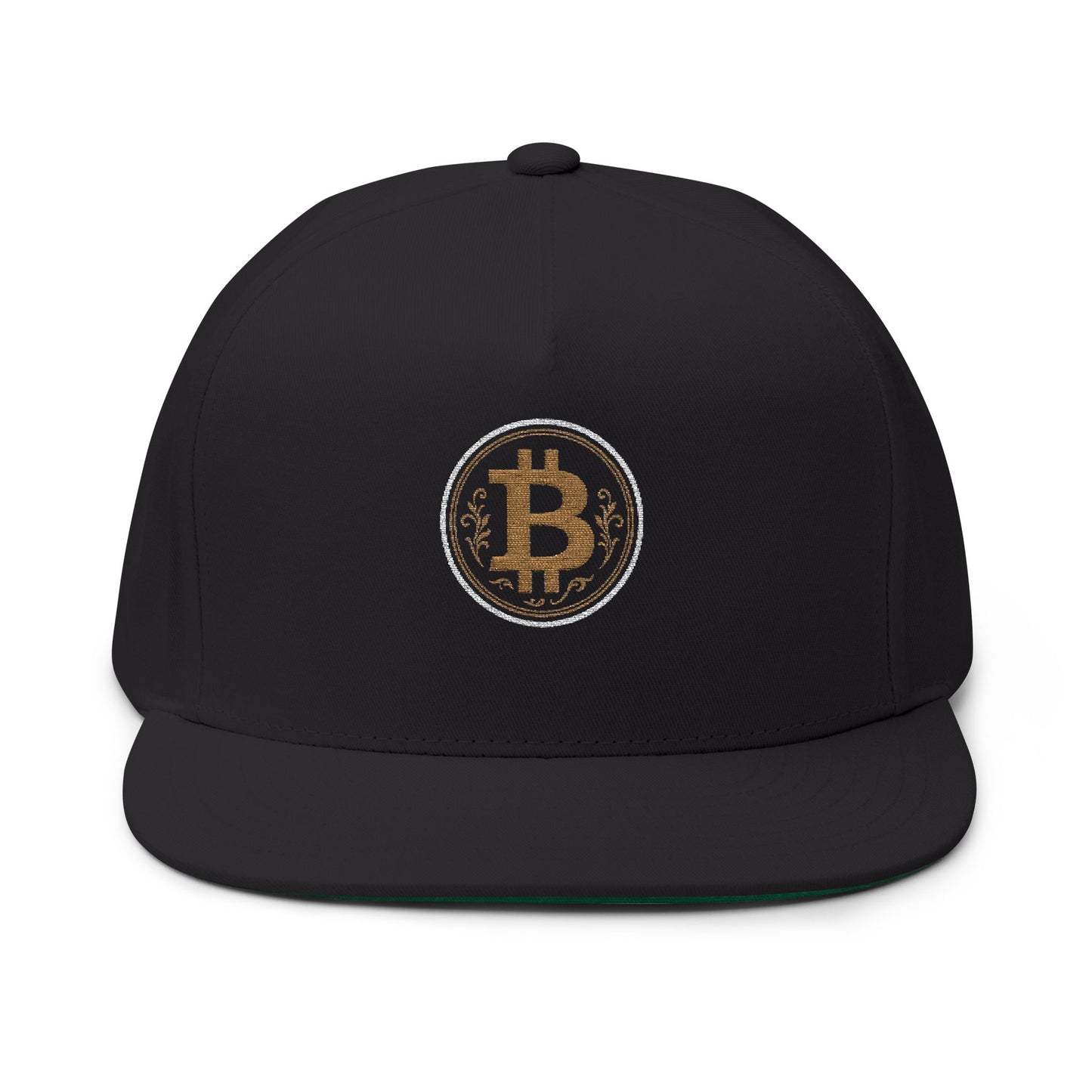 Bitcoin Embroidered Flat Bill Cap