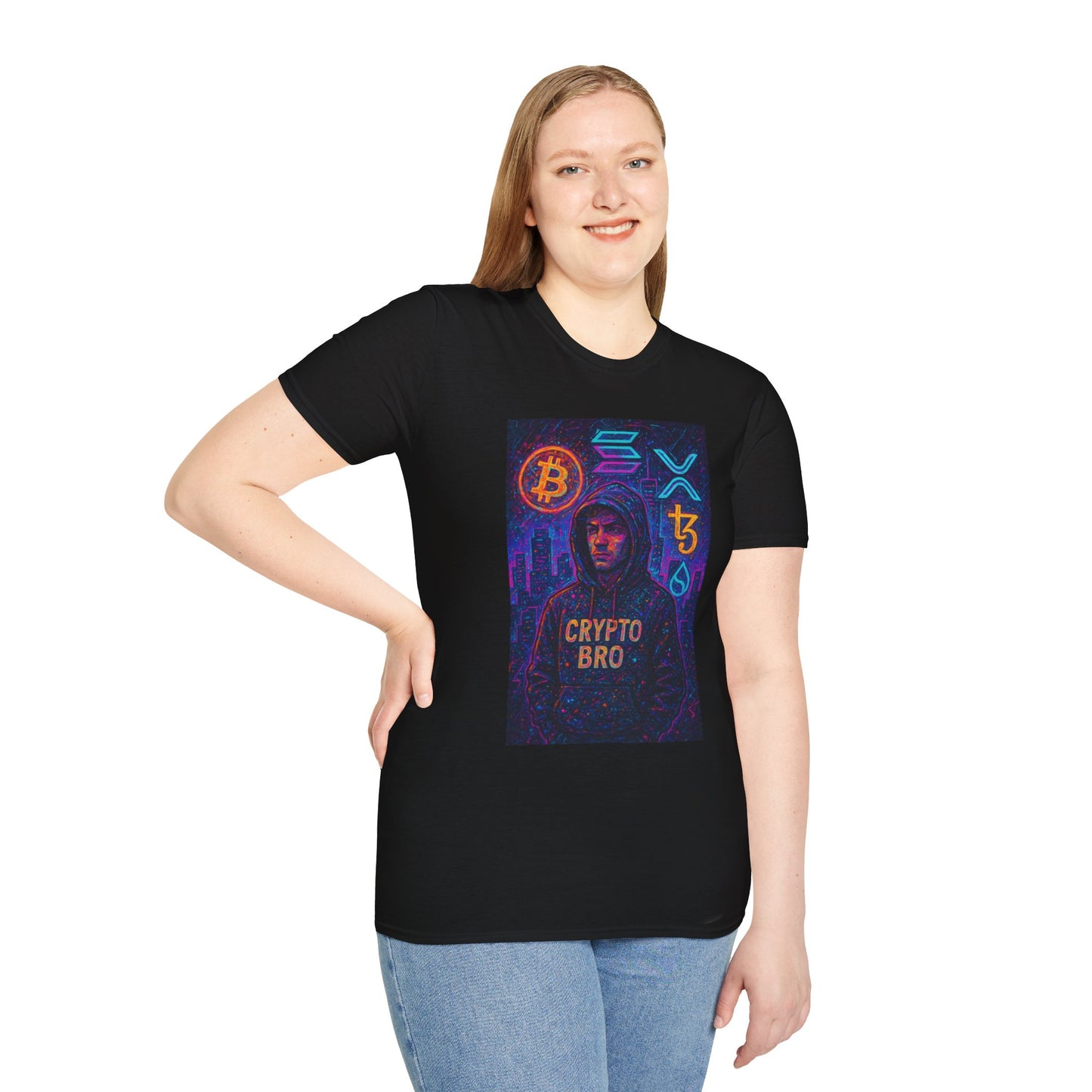 Crypto Bro Unisex Softstyle T-Shirt, Cryptocurrency Apparel, Blockchain Fashion, Gamer T-Shirt, Tech Enthusiast Gift