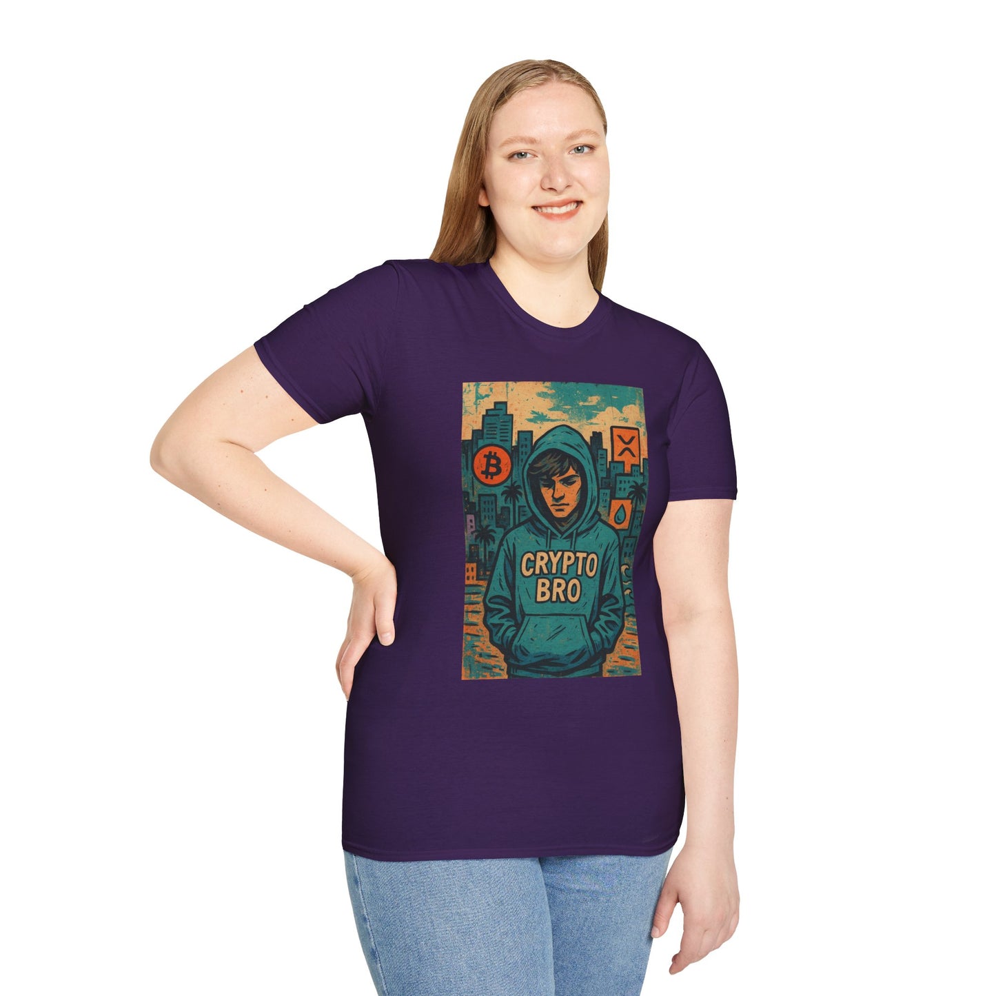 Crypto Bro Unisex Softstyle T-Shirt, Bitcoin Apparel, Cryptocurrency Gift, Casual Wear, Trendy Graphic Tee
