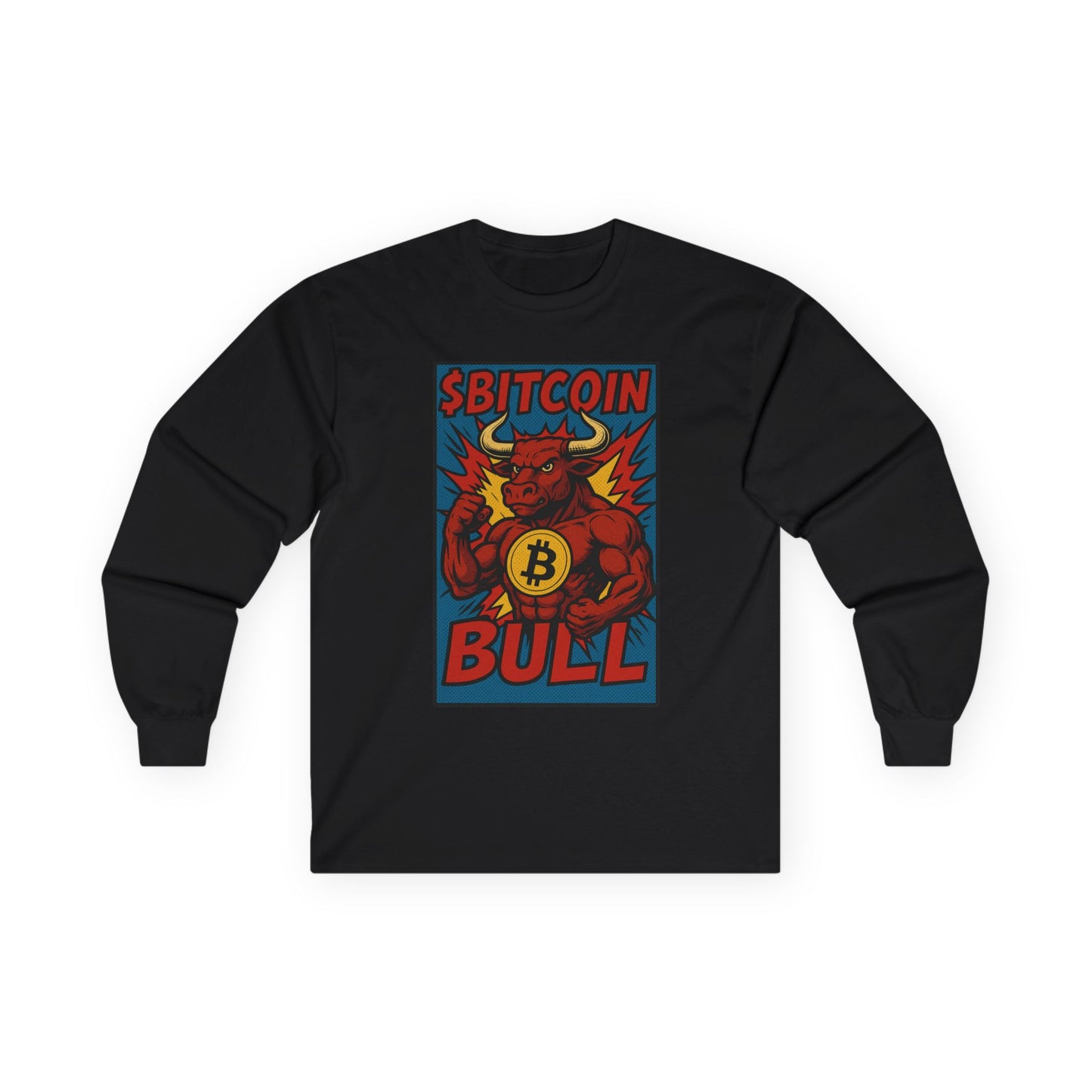 Bitcoin Bull Long Sleeve Tee, Cryptocurrency Gift, Ethereum Shirt, Funny Bitcoin Apparel, Trendy Long Sleeve Top