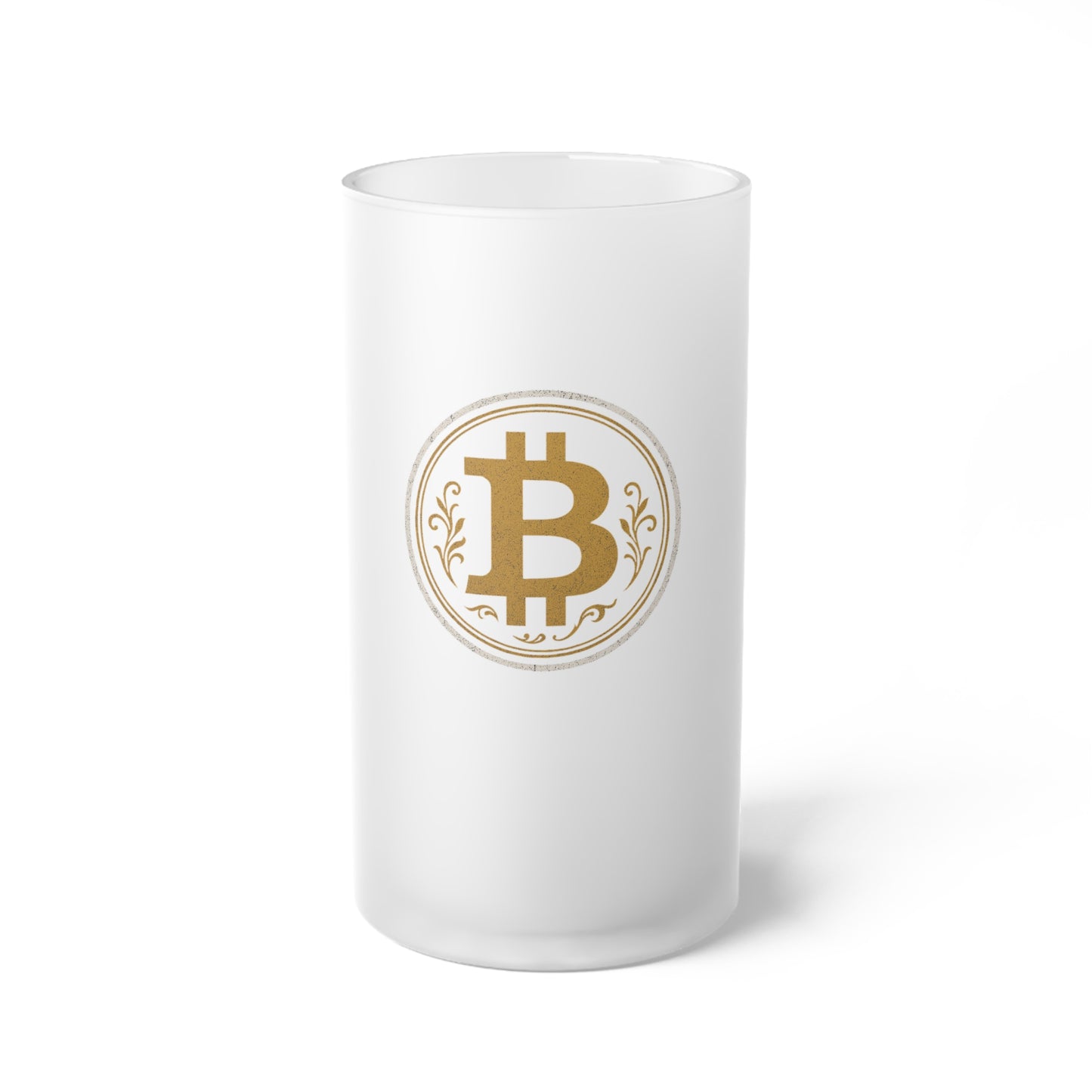 Bitcoin Frosted Glass Beer Mug with Bitcoin Design | Unique Gift for Crypto Enthusiasts | Perfect for Parties, Gifting, Celebrations and Home Bar
