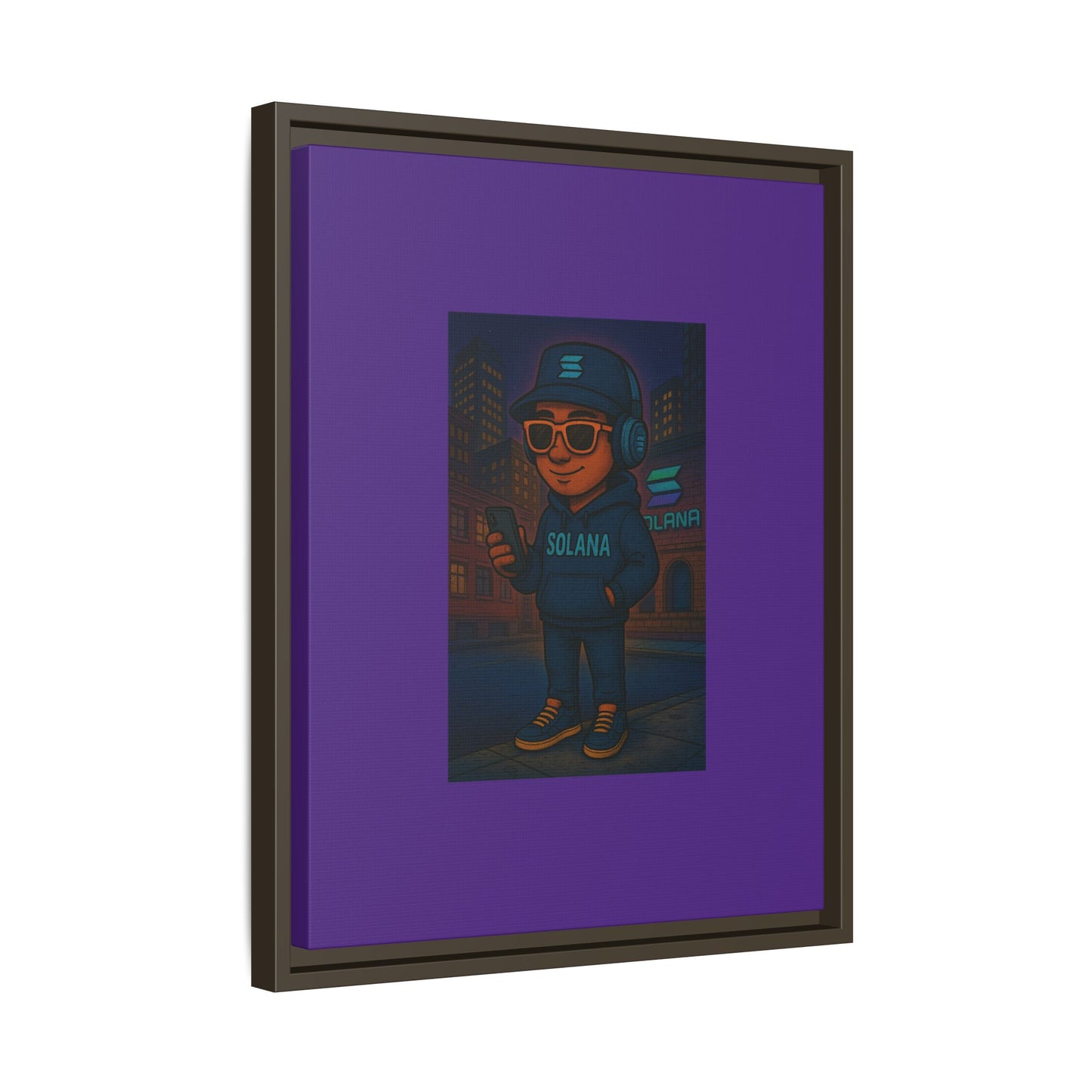Framed Matte Canvas Art Print, Urban Character Artwork, Home Decor, Gift for Crypto Enthusiasts, Wall Art for Living Room