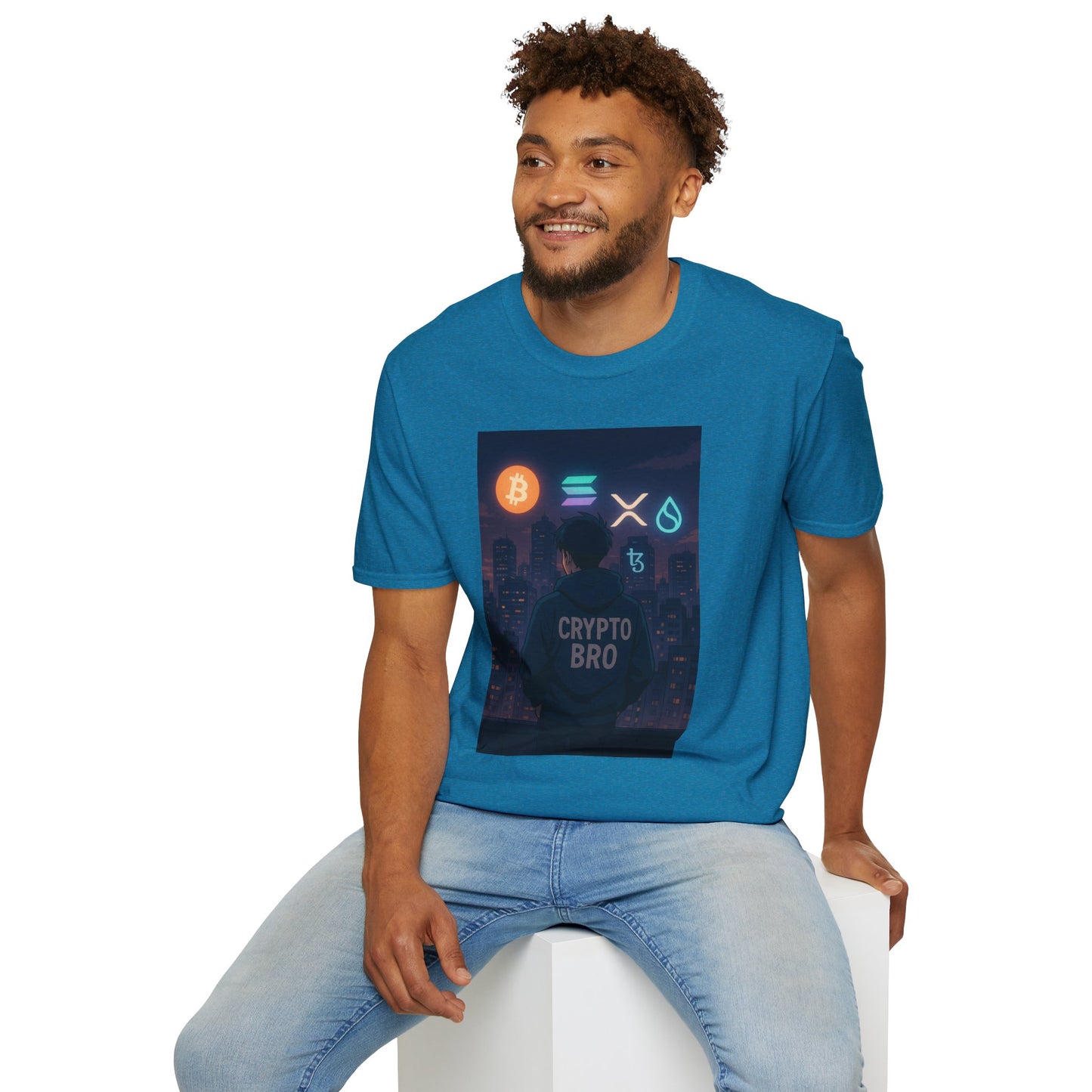 Crypto Bro Unisex Softstyle T-Shirt, Retro Gamer Apparel, Cryptocurrency Gift, Stylish Casual Wear, Graphic Tee for Men and Women