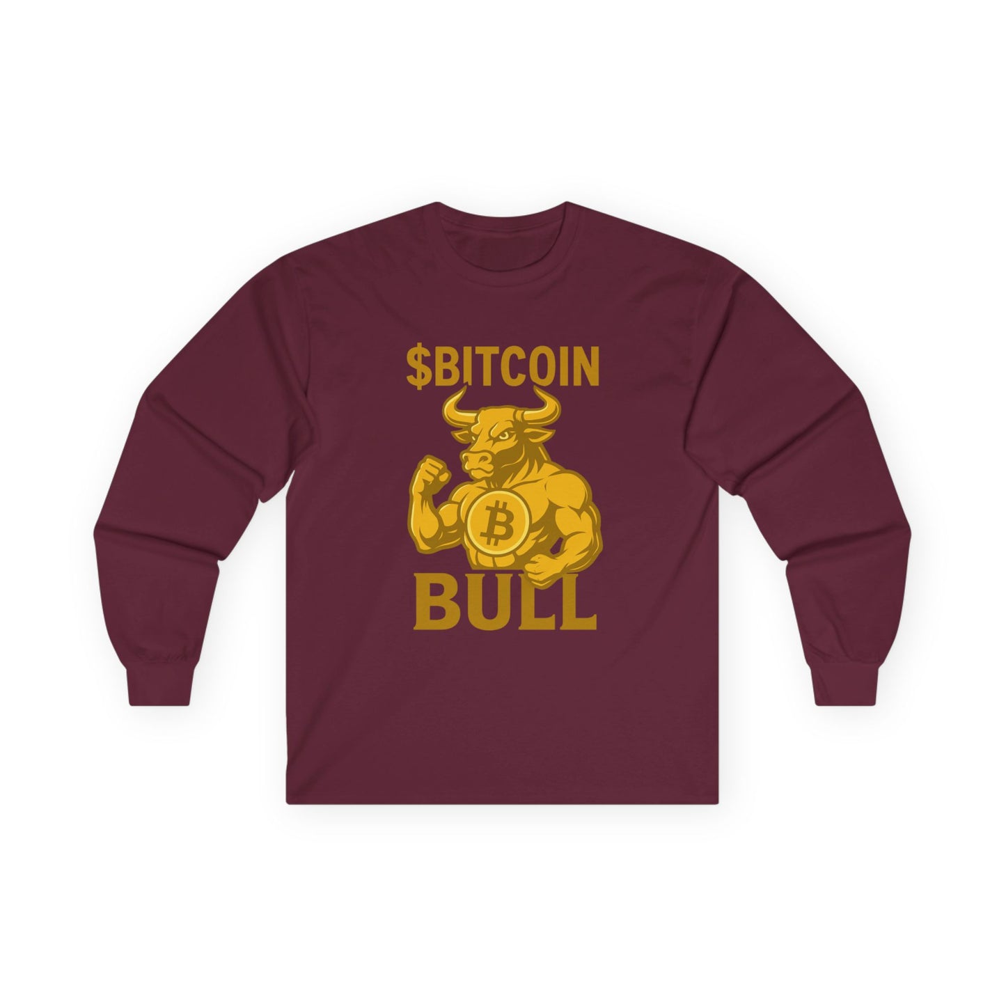 Bitcoin Bull Long Sleeve Tee for Crypto Lovers, Funny Crypto Shirt, Gift for Blockchain Enthusiasts, Cryptocurrency Apparel, Trendy Tee