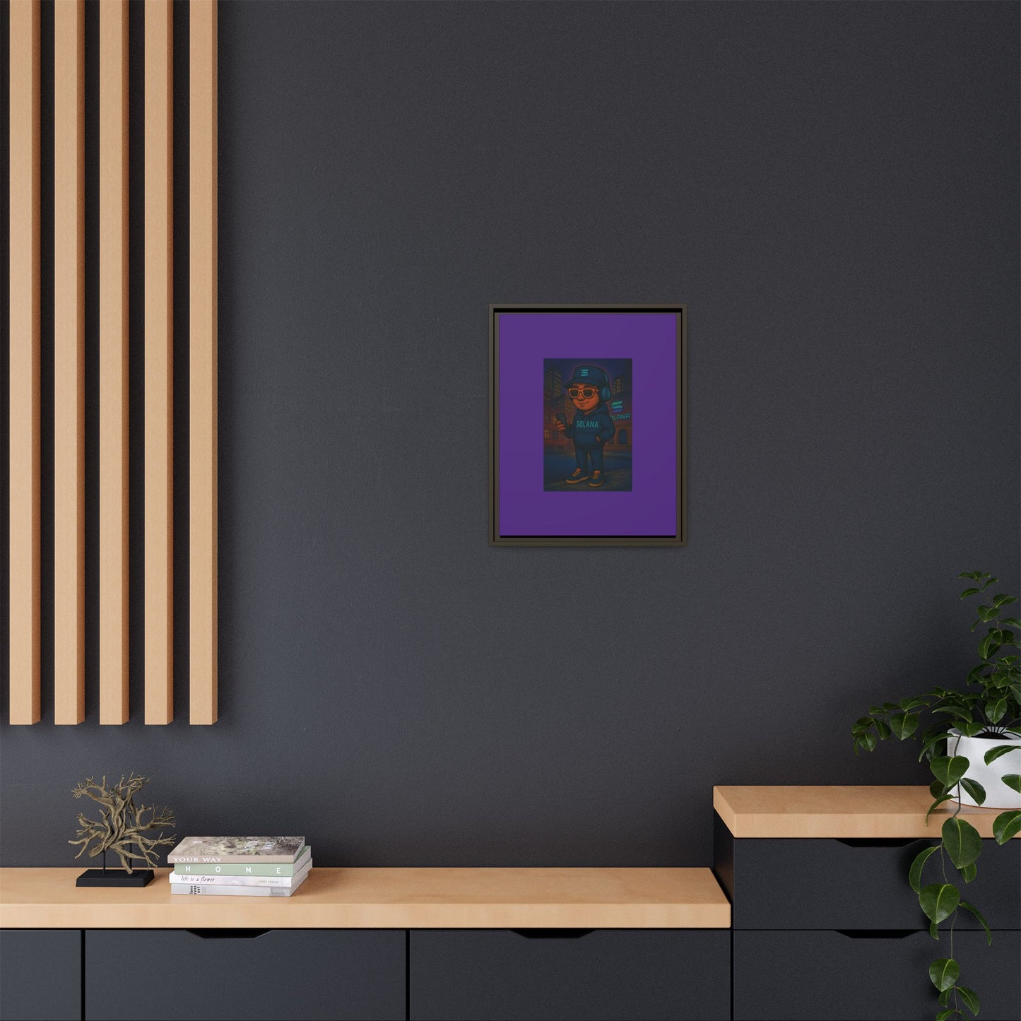 Framed Matte Canvas Art Print, Urban Character Artwork, Home Decor, Gift for Crypto Enthusiasts, Wall Art for Living Room