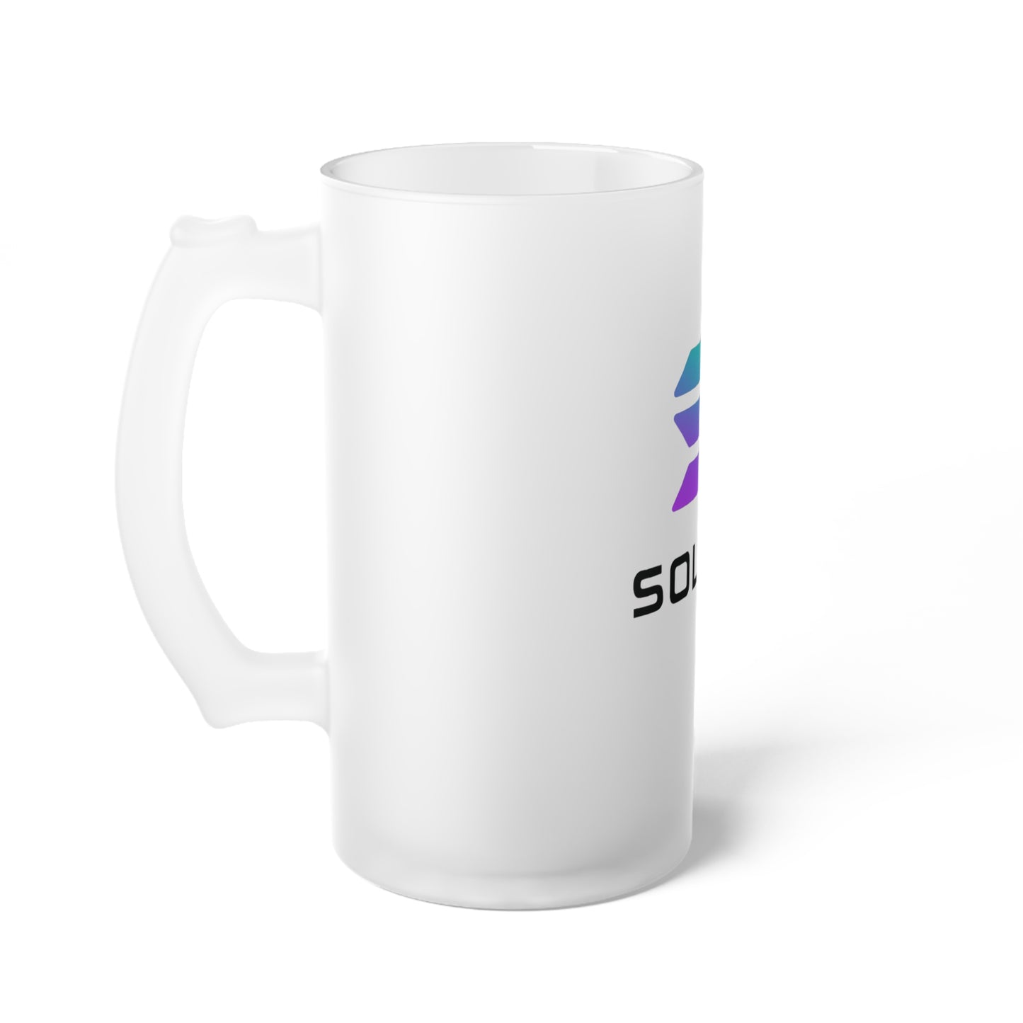 Solana Frosted Glass Beer Mug - Personalized Gift for Beer Lovers, Unique Barware, Solana Logo Drinkware, Cool Party Mug, Holiday Cheers