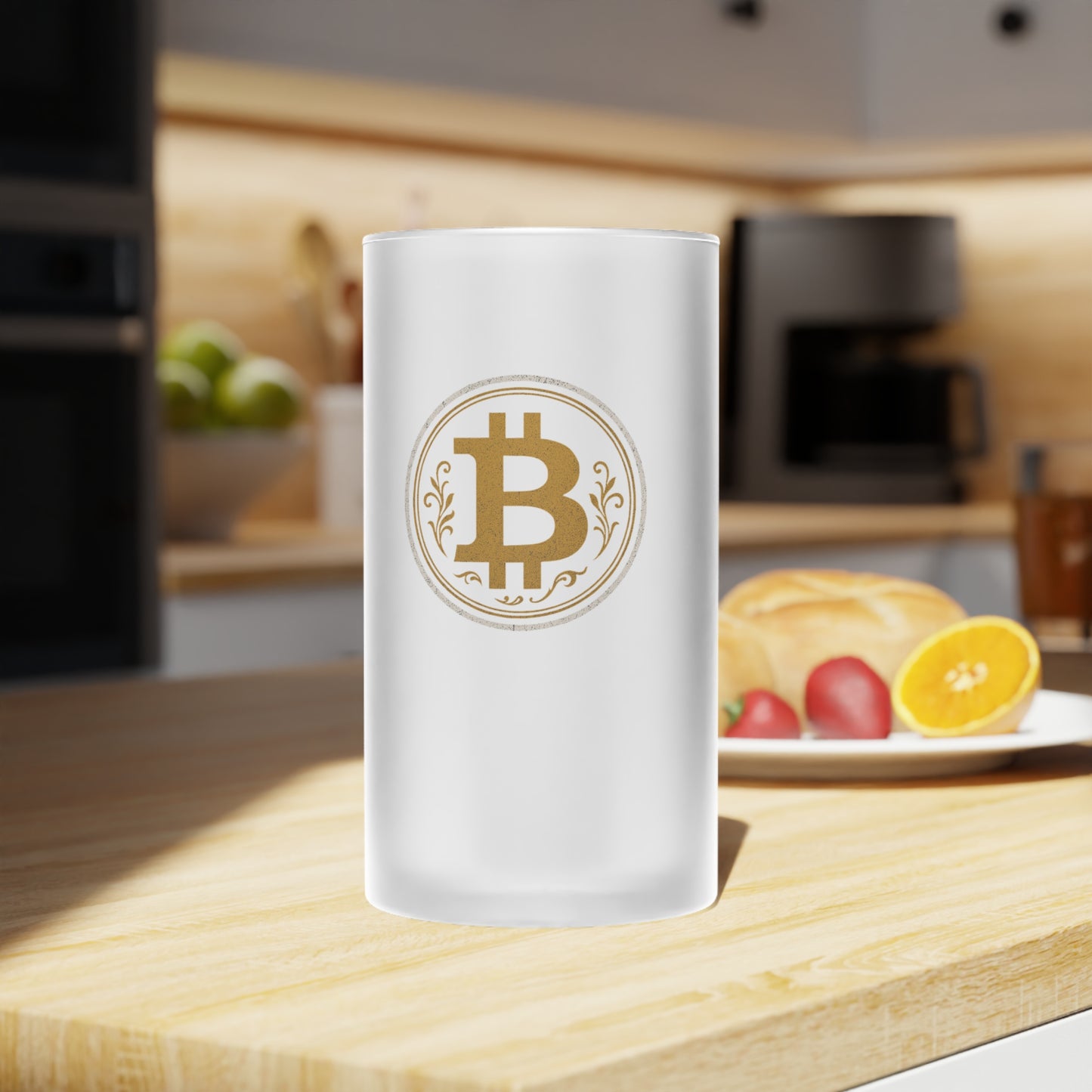 Bitcoin Frosted Glass Beer Mug with Bitcoin Design | Unique Gift for Crypto Enthusiasts | Perfect for Parties, Gifting, Celebrations and Home Bar