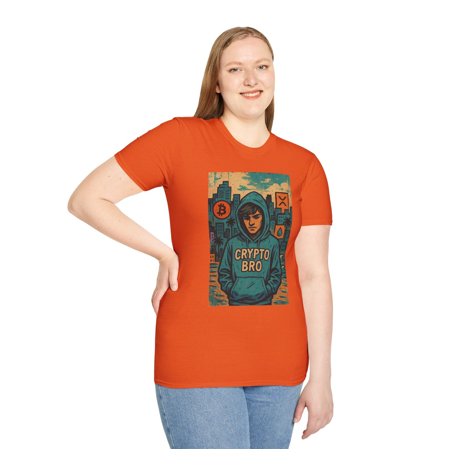 Crypto Bro Unisex Softstyle T-Shirt, Bitcoin Apparel, Cryptocurrency Gift, Casual Wear, Trendy Graphic Tee