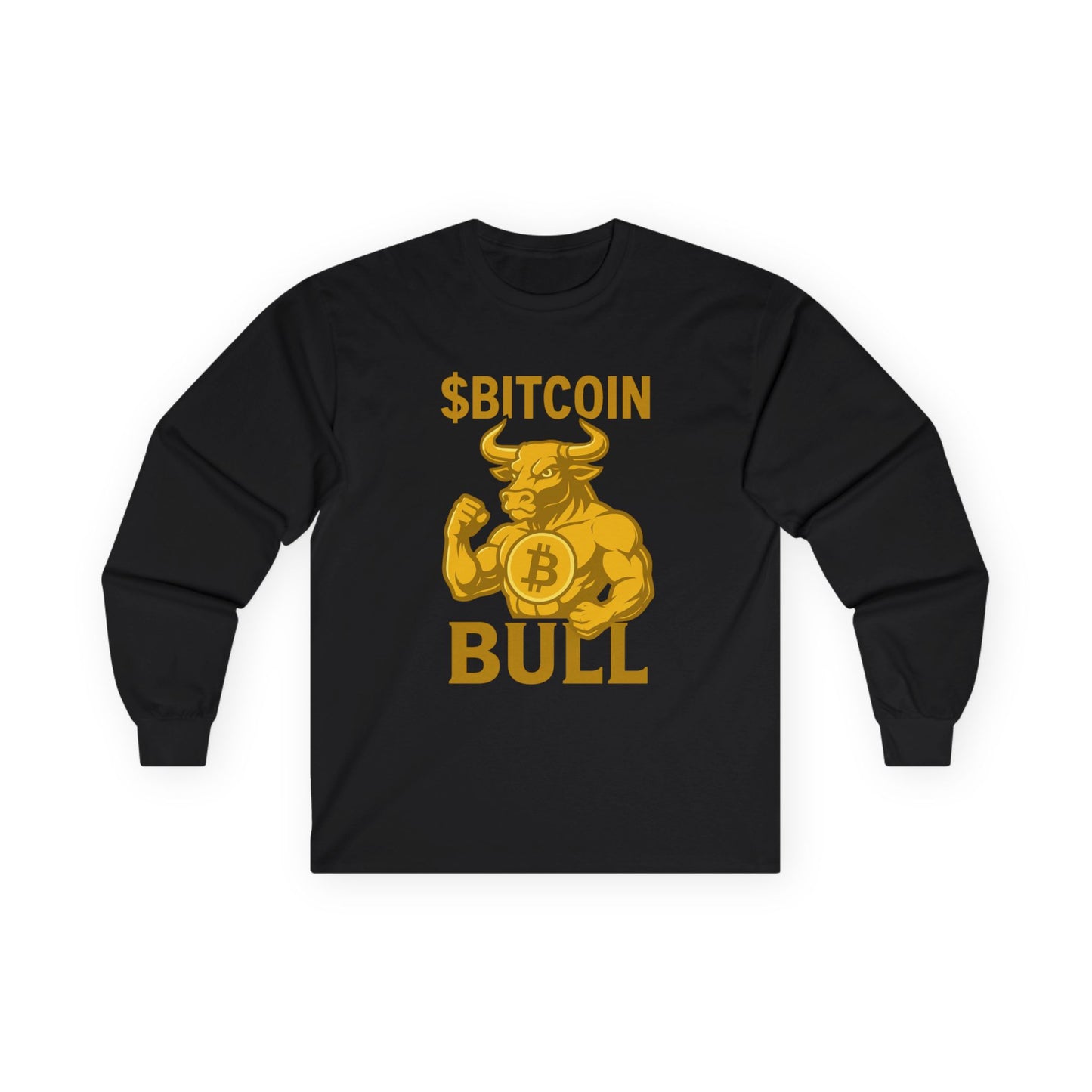 Bitcoin Bull Long Sleeve Tee for Crypto Lovers, Funny Crypto Shirt, Gift for Blockchain Enthusiasts, Cryptocurrency Apparel, Trendy Tee
