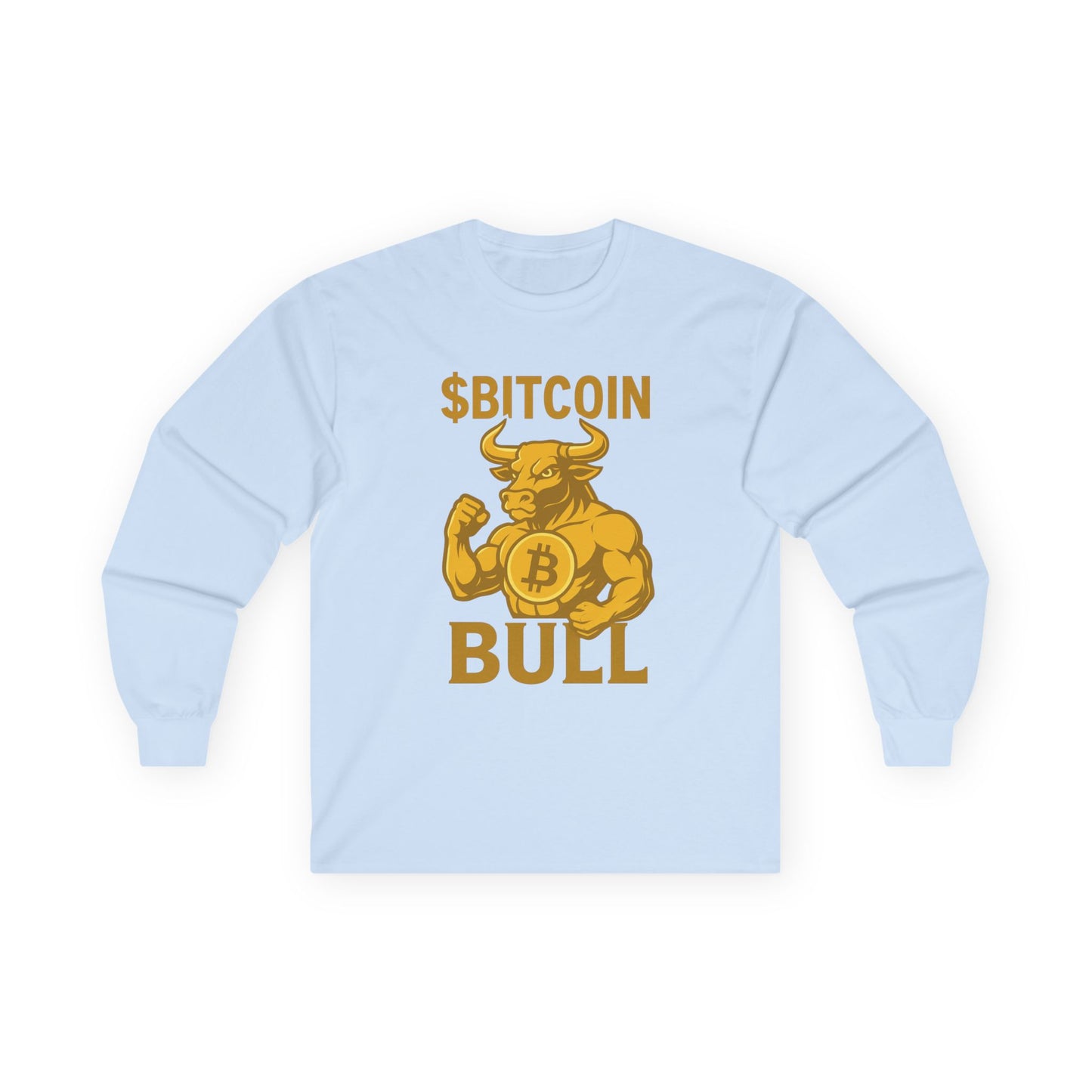 Bitcoin Bull Long Sleeve Tee for Crypto Lovers, Funny Crypto Shirt, Gift for Blockchain Enthusiasts, Cryptocurrency Apparel, Trendy Tee
