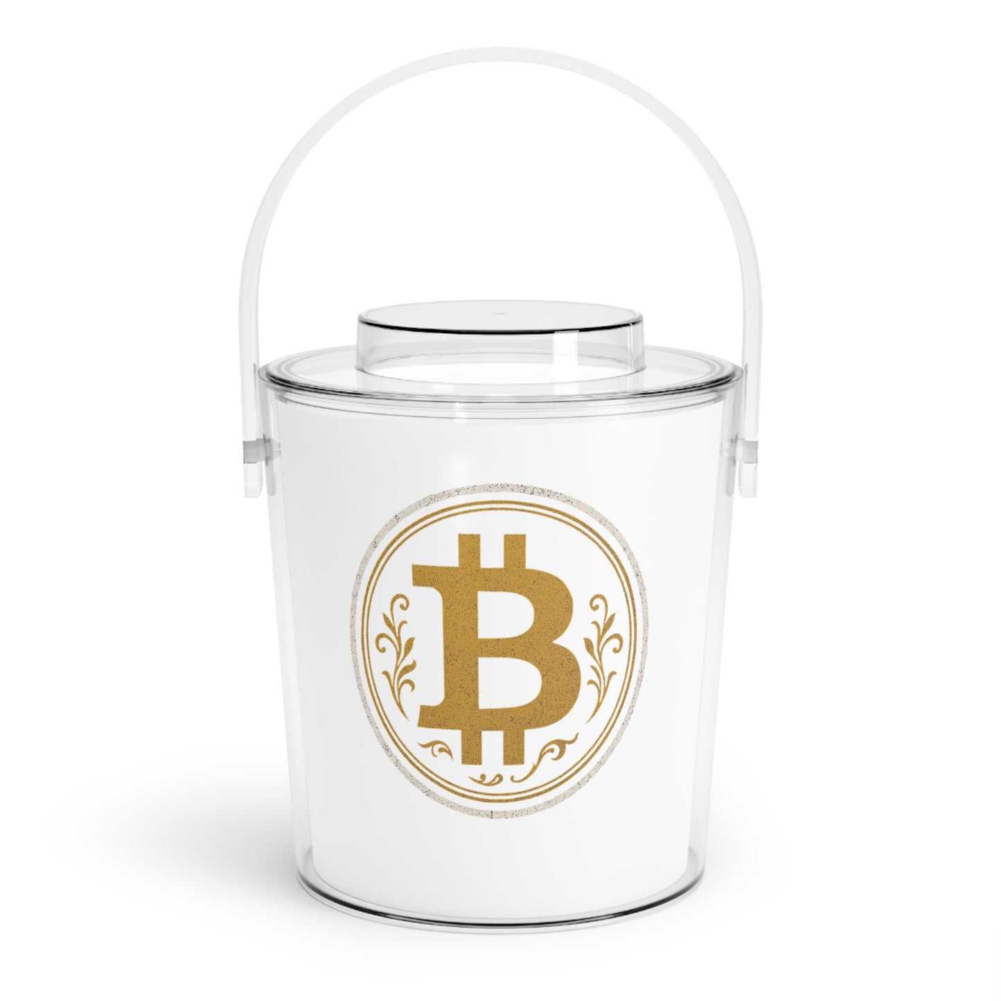 Bitcoin Ice Bucket with Tongs, Luxury Party Cooler, Cryptocurrency Gift, Modern Barware, Poolside Accessory