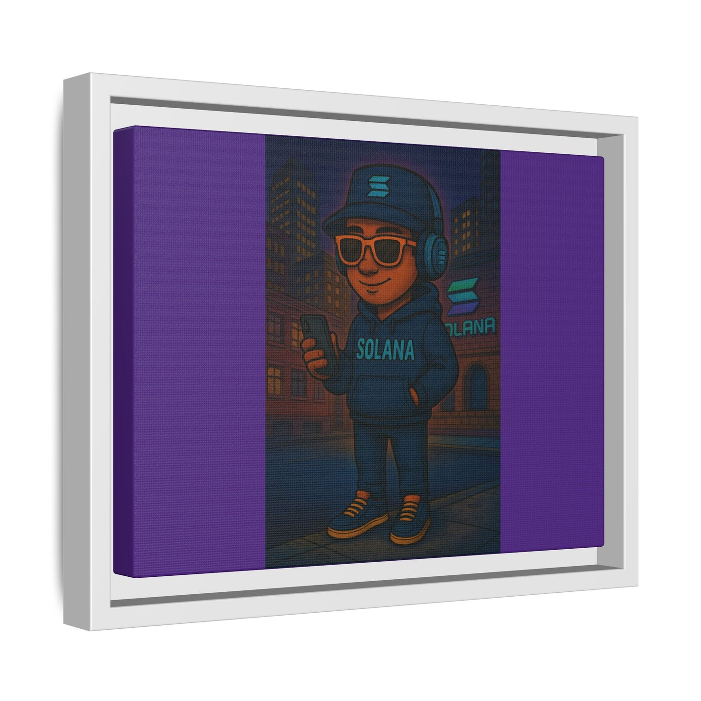 Framed Matte Canvas Art Print, Urban Character Artwork, Home Decor, Gift for Crypto Enthusiasts, Wall Art for Living Room