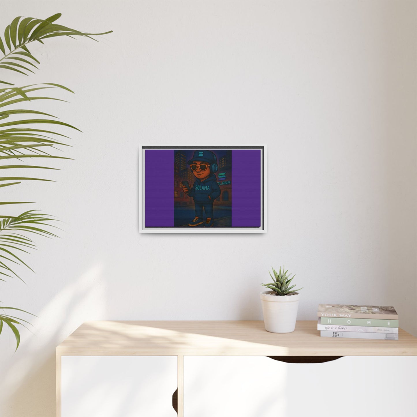 Framed Matte Canvas Art Print, Urban Character Artwork, Home Decor, Gift for Crypto Enthusiasts, Wall Art for Living Room