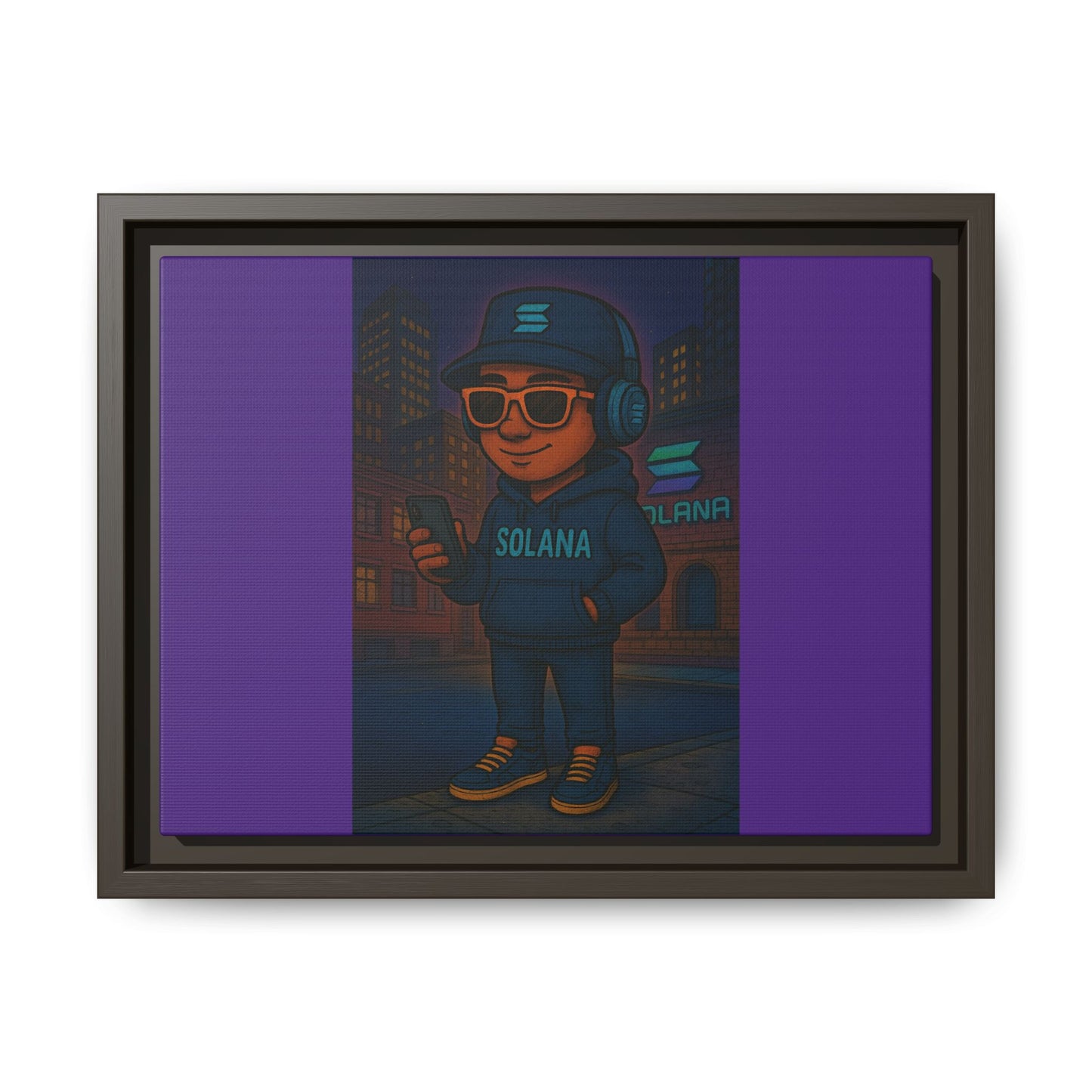 Framed Matte Canvas Art Print, Urban Character Artwork, Home Decor, Gift for Crypto Enthusiasts, Wall Art for Living Room