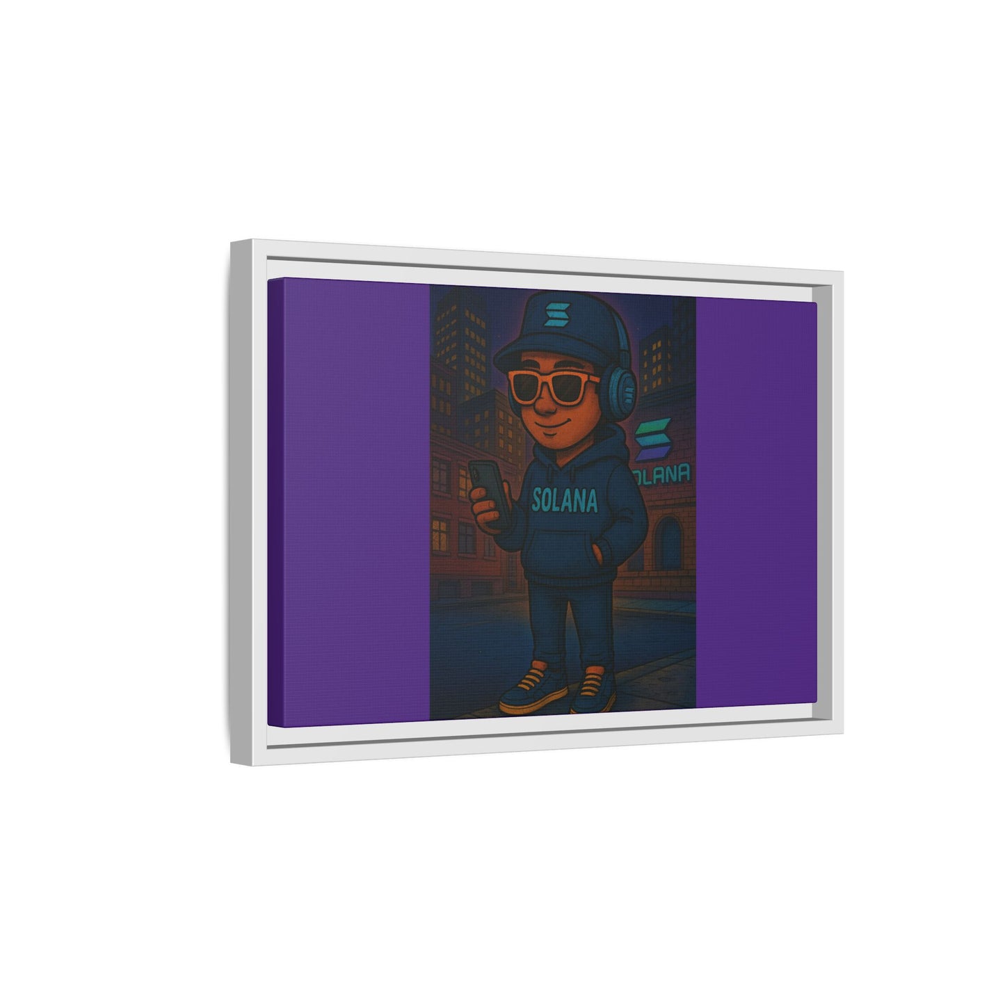 Framed Matte Canvas Art Print, Urban Character Artwork, Home Decor, Gift for Crypto Enthusiasts, Wall Art for Living Room