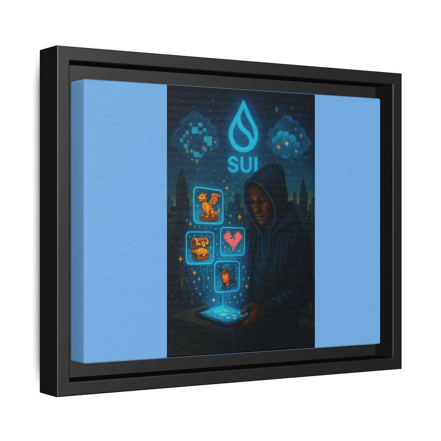 SUI Framed Artwork, Inspiring Wall Decor for Gamers and Tech Lovers, Perfect for Home Office, Gift for Birthdays, Unique Room Accent