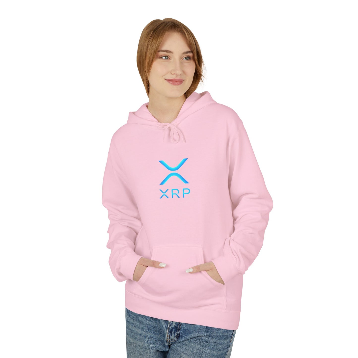 XRP Logo Fleece Hoodie for Crypto Fans, Lightweight Sweater, Ideal Gift for Techies, Unisex Crypto Apparel, Perfect for Casual Wear
