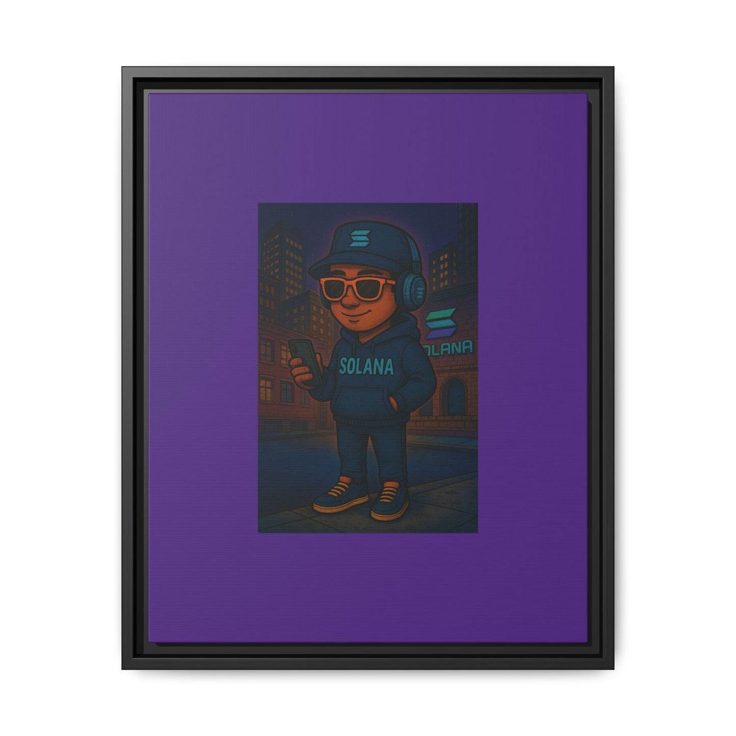 Framed Matte Canvas Art Print, Urban Character Artwork, Home Decor, Gift for Crypto Enthusiasts, Wall Art for Living Room