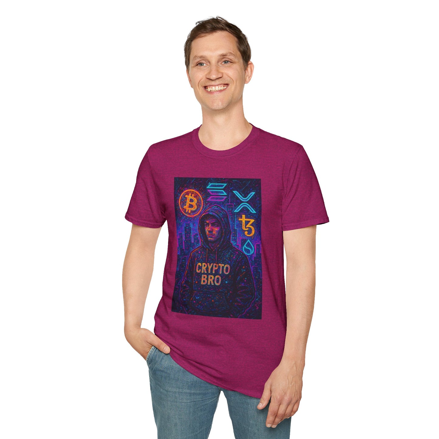 Crypto Bro Unisex Softstyle T-Shirt, Cryptocurrency Apparel, Blockchain Fashion, Gamer T-Shirt, Tech Enthusiast Gift