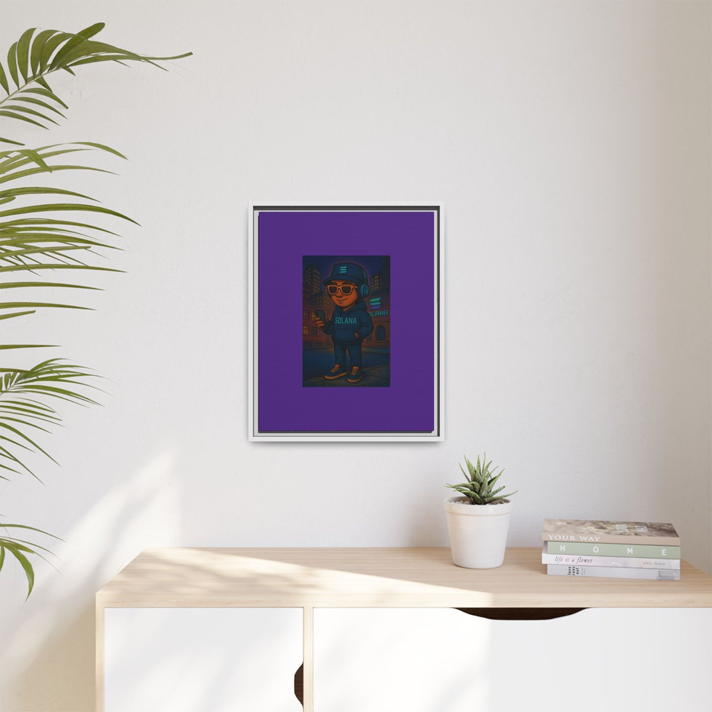 Framed Matte Canvas Art Print, Urban Character Artwork, Home Decor, Gift for Crypto Enthusiasts, Wall Art for Living Room
