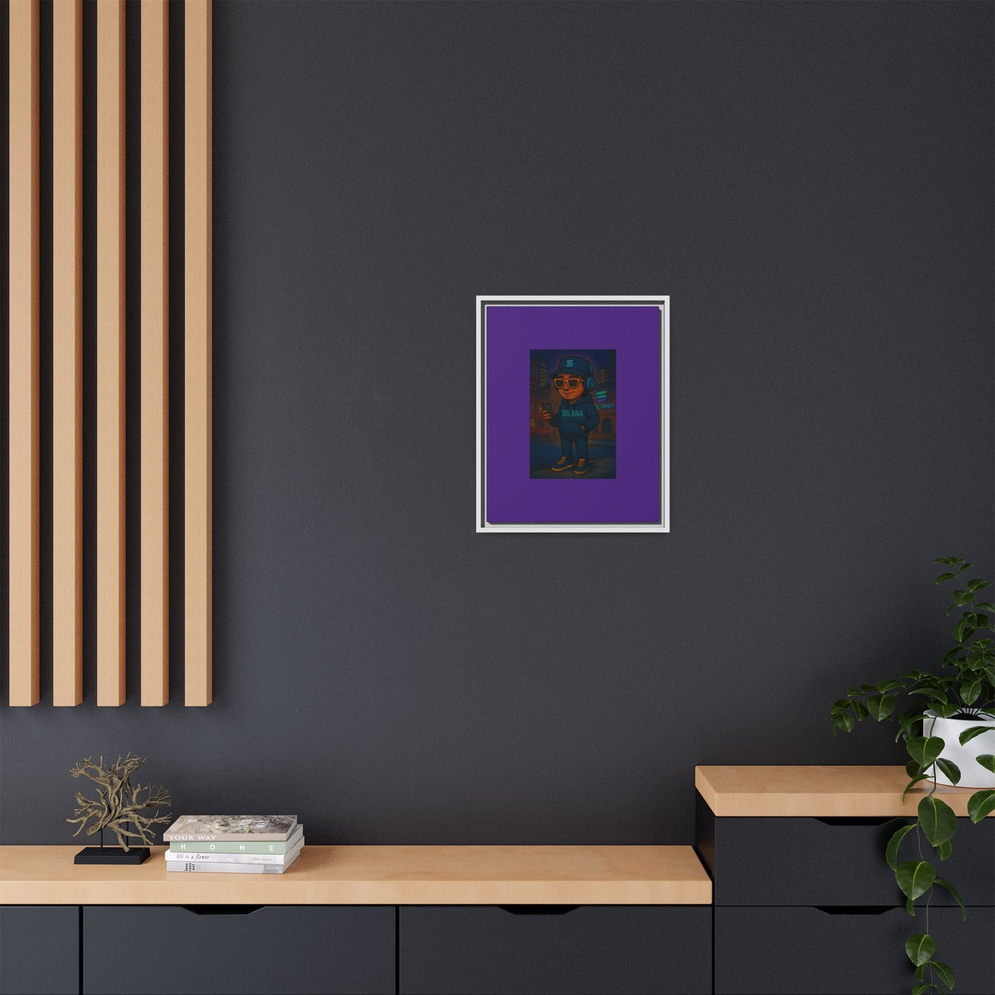 Framed Matte Canvas Art Print, Urban Character Artwork, Home Decor, Gift for Crypto Enthusiasts, Wall Art for Living Room