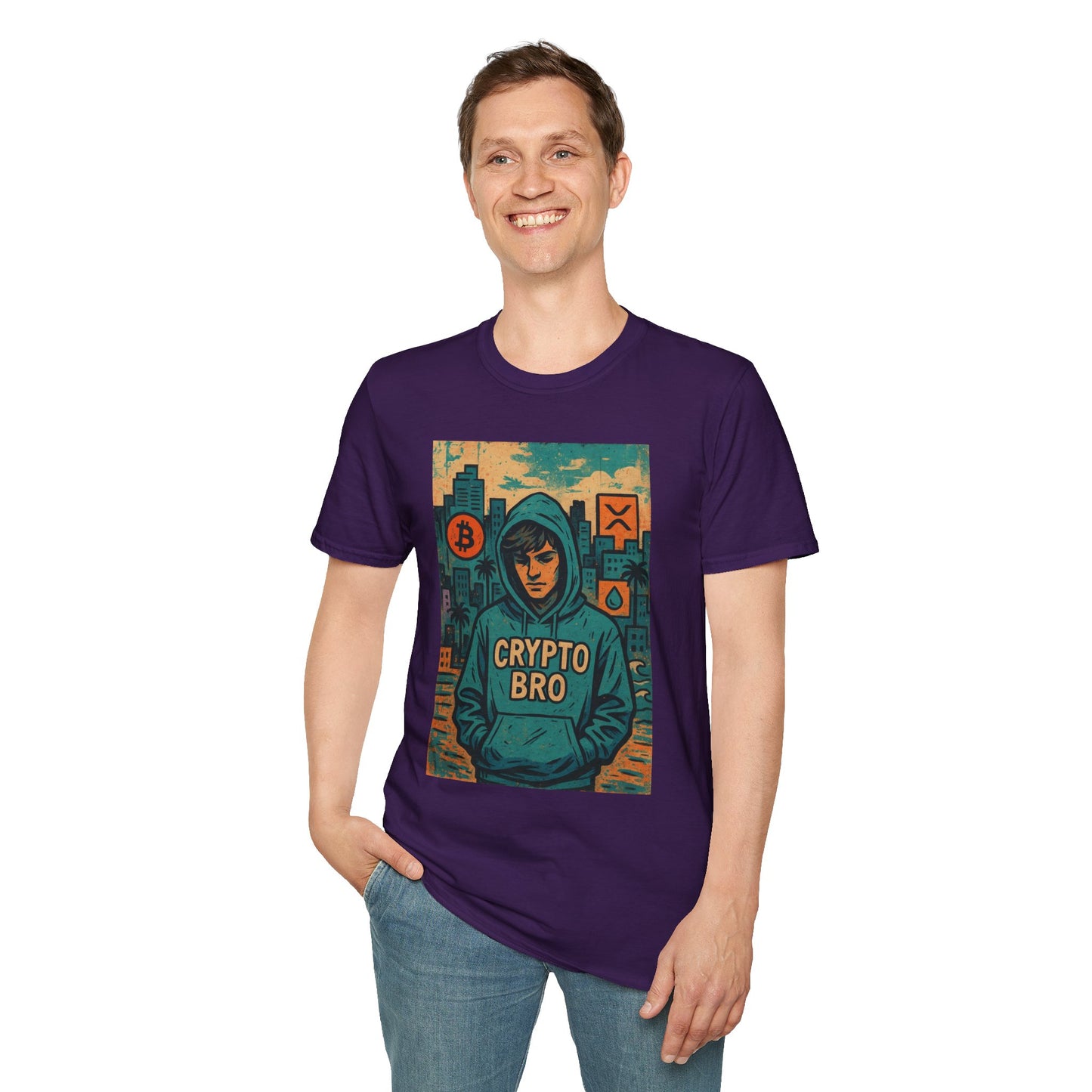 Crypto Bro Unisex Softstyle T-Shirt, Bitcoin Apparel, Cryptocurrency Gift, Casual Wear, Trendy Graphic Tee