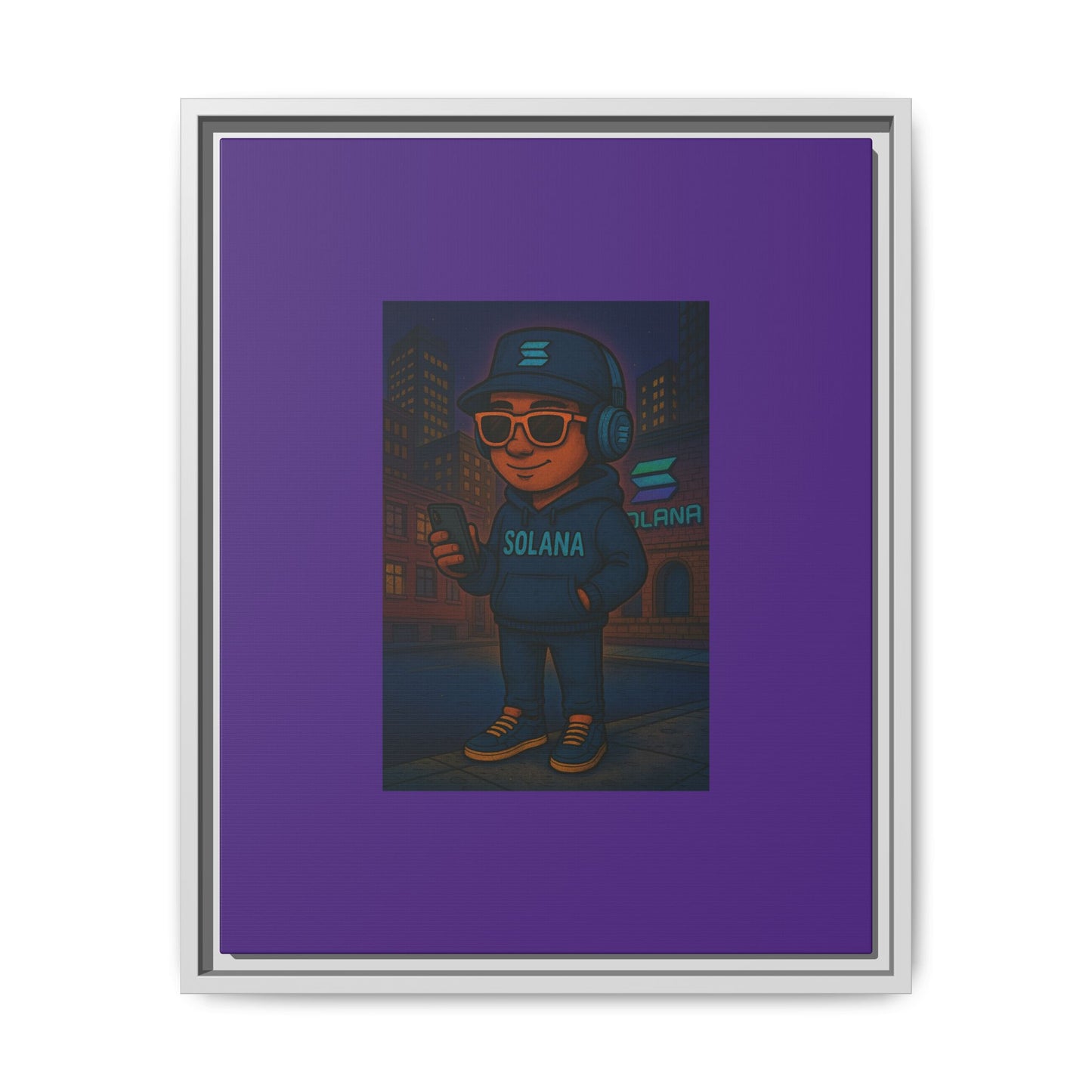 Framed Matte Canvas Art Print, Urban Character Artwork, Home Decor, Gift for Crypto Enthusiasts, Wall Art for Living Room