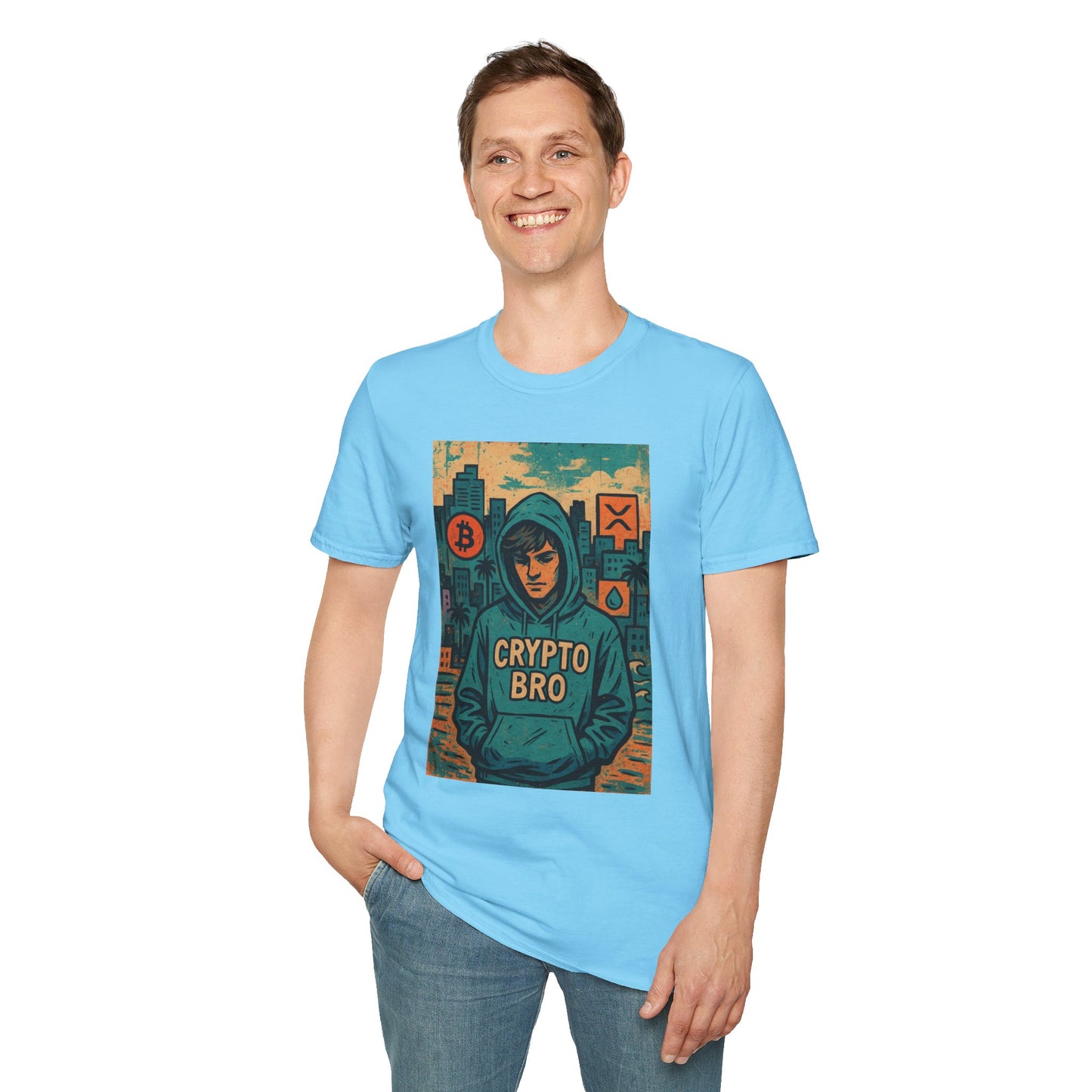 Crypto Bro Unisex Softstyle T-Shirt, Bitcoin Apparel, Cryptocurrency Gift, Casual Wear, Trendy Graphic Tee
