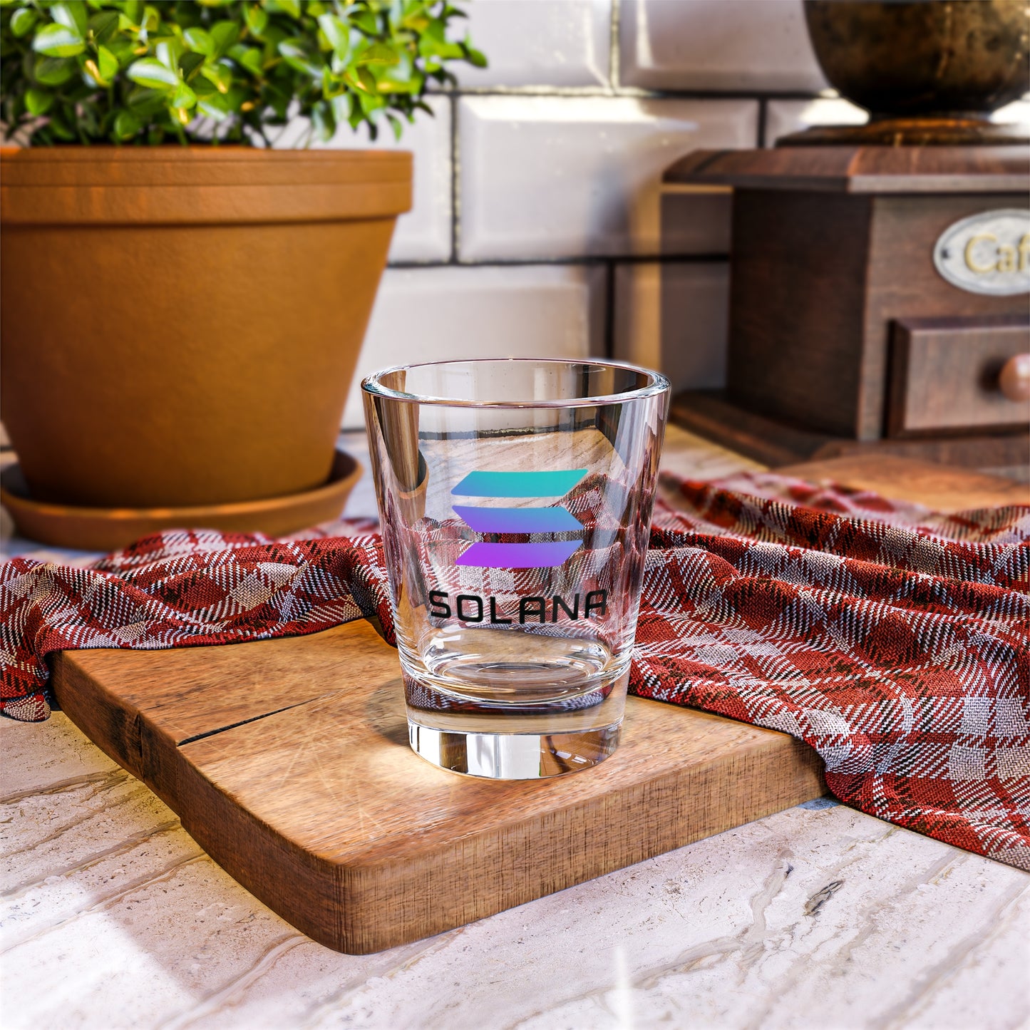 Solana Themed Shot Glass, 1.5oz - Perfect for Celebrations, Barware, Party Favors, Crypto Enthusiasts, Gifts