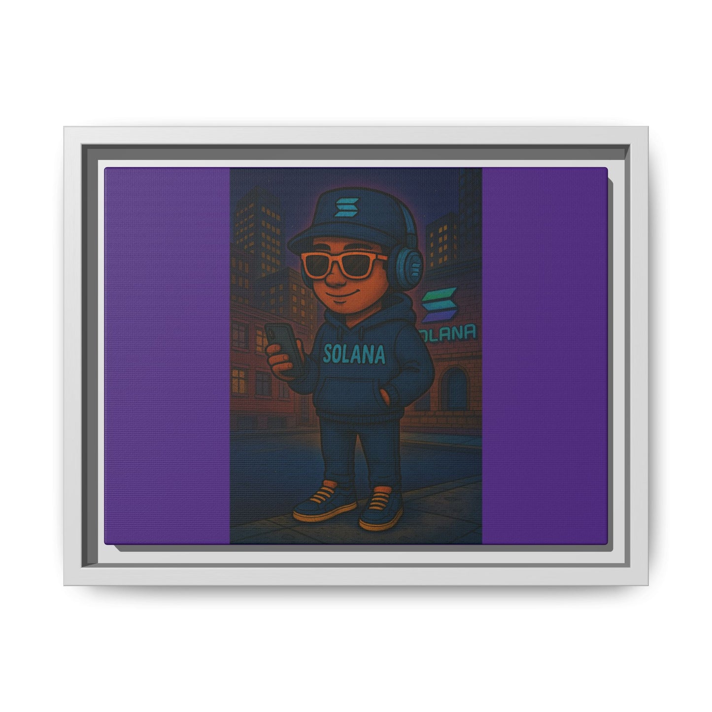 Framed Matte Canvas Art Print, Urban Character Artwork, Home Decor, Gift for Crypto Enthusiasts, Wall Art for Living Room