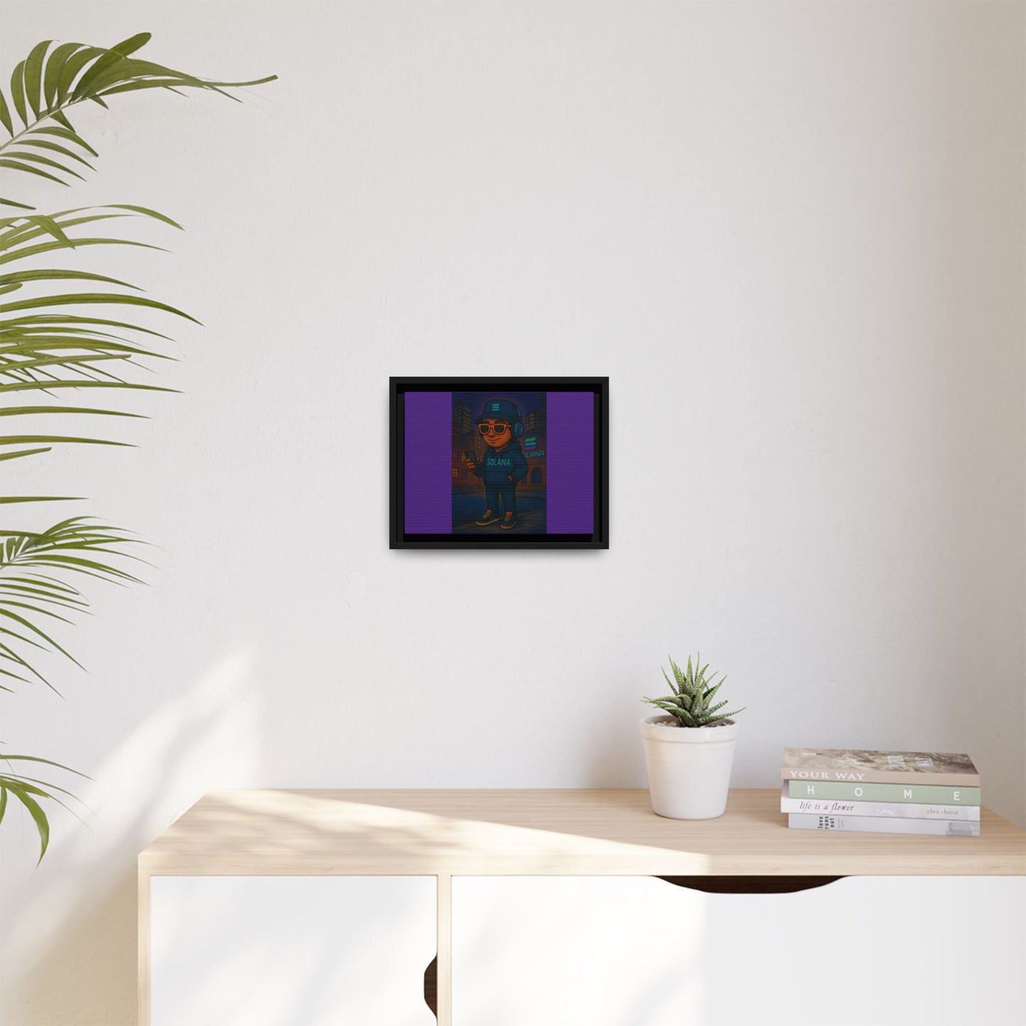 Framed Matte Canvas Art Print, Urban Character Artwork, Home Decor, Gift for Crypto Enthusiasts, Wall Art for Living Room