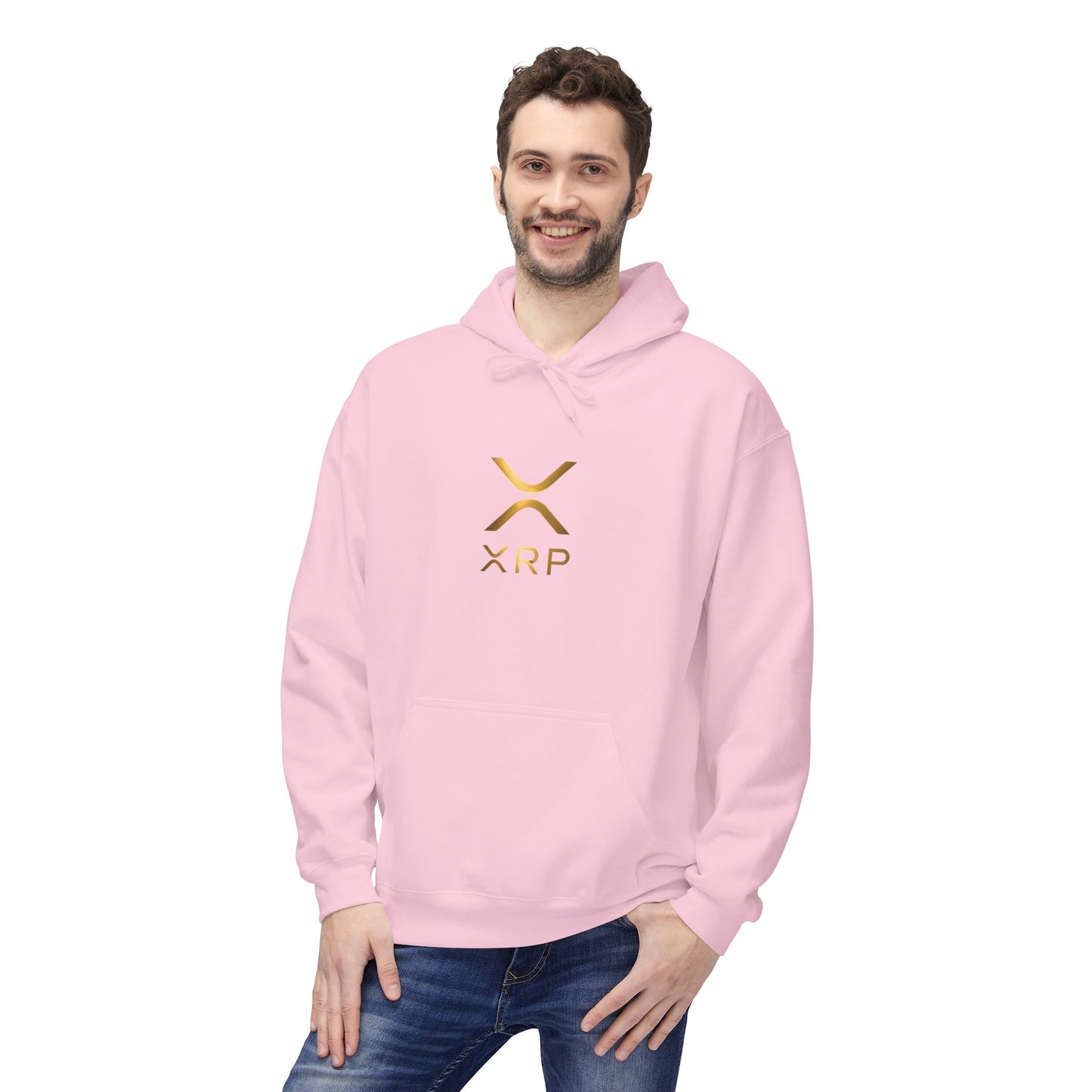 XRP Gold Logo Fleece Hoodie, Unisex Pullover, Cryptocurrency Apparel, Gift for Crypto Enthusiasts, Casual Streetwear, Perfect for Winter