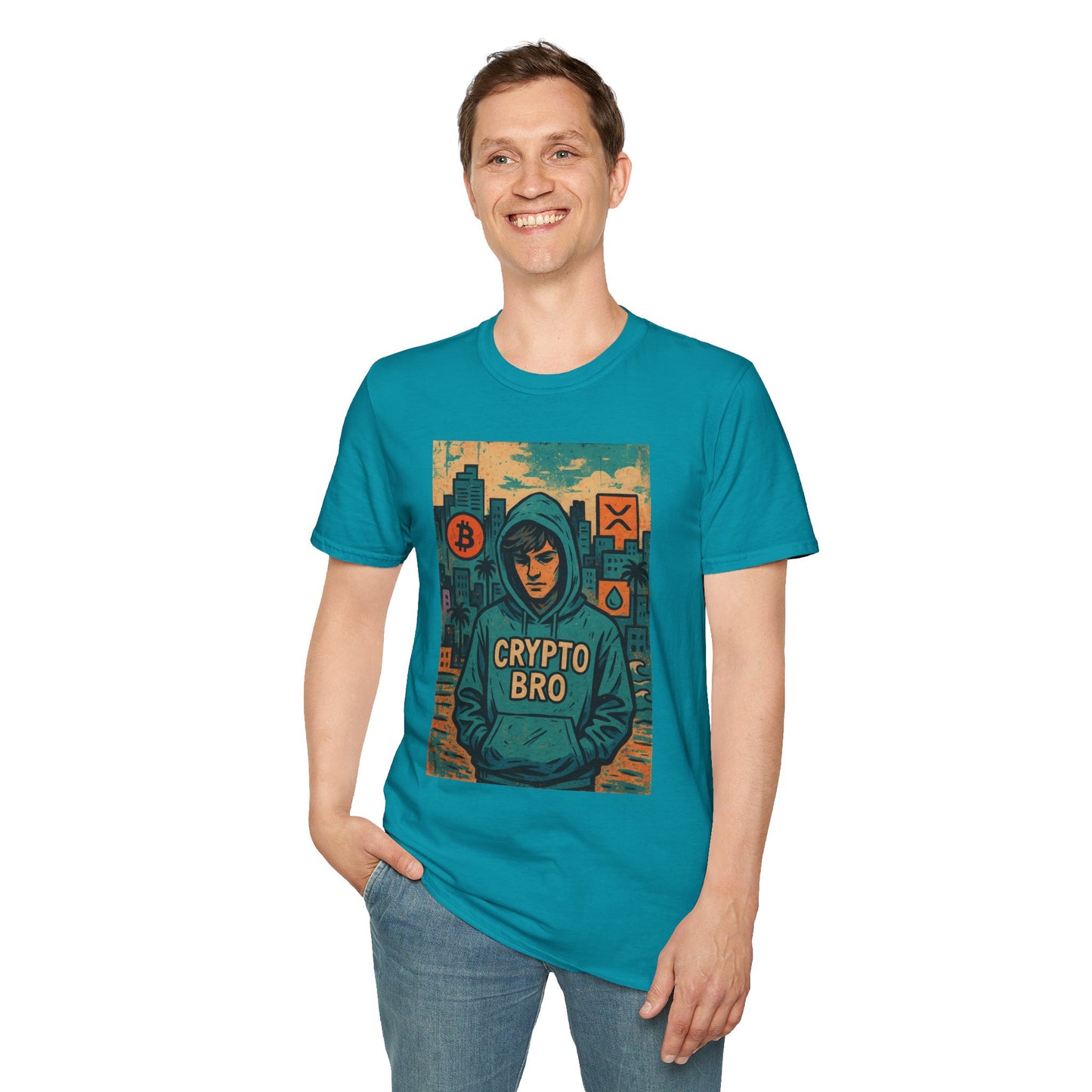 Crypto Bro Unisex Softstyle T-Shirt, Bitcoin Apparel, Cryptocurrency Gift, Casual Wear, Trendy Graphic Tee