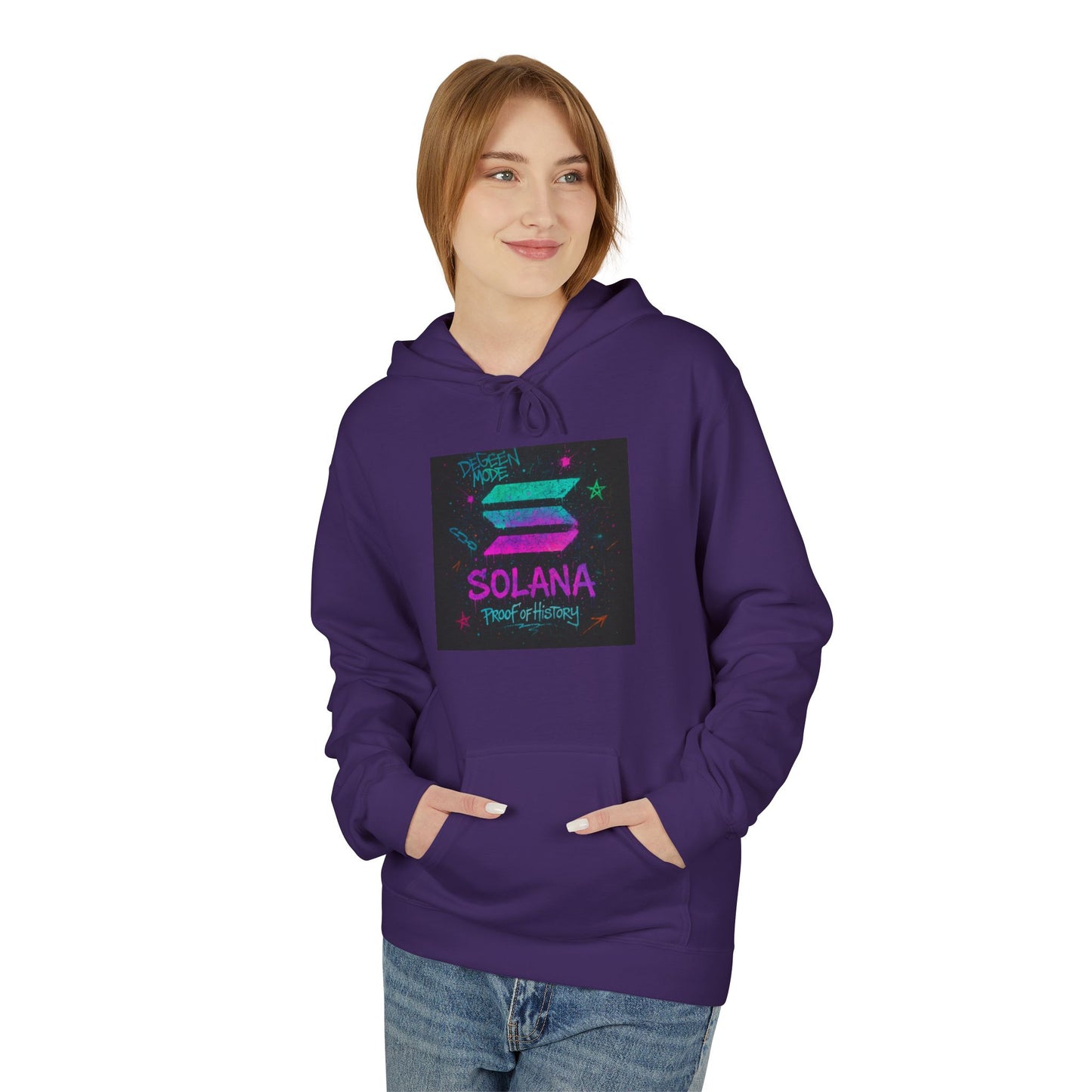 Solana Fleece Hoodie, Cozy Unisex Pullover, Great for Crypto Lovers, Gift for Gamers, Perfect for Chill Days, Easy Layering