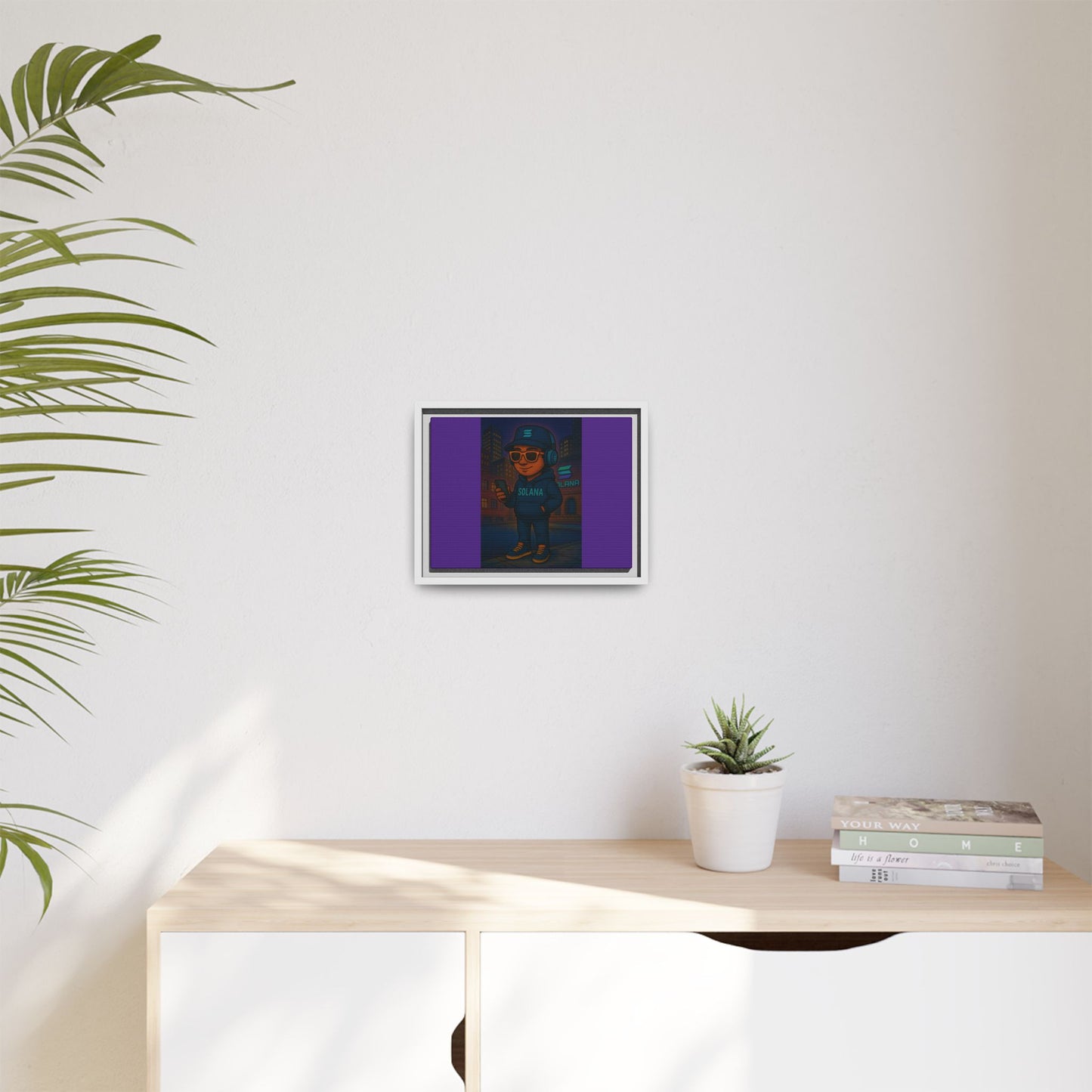 Framed Matte Canvas Art Print, Urban Character Artwork, Home Decor, Gift for Crypto Enthusiasts, Wall Art for Living Room