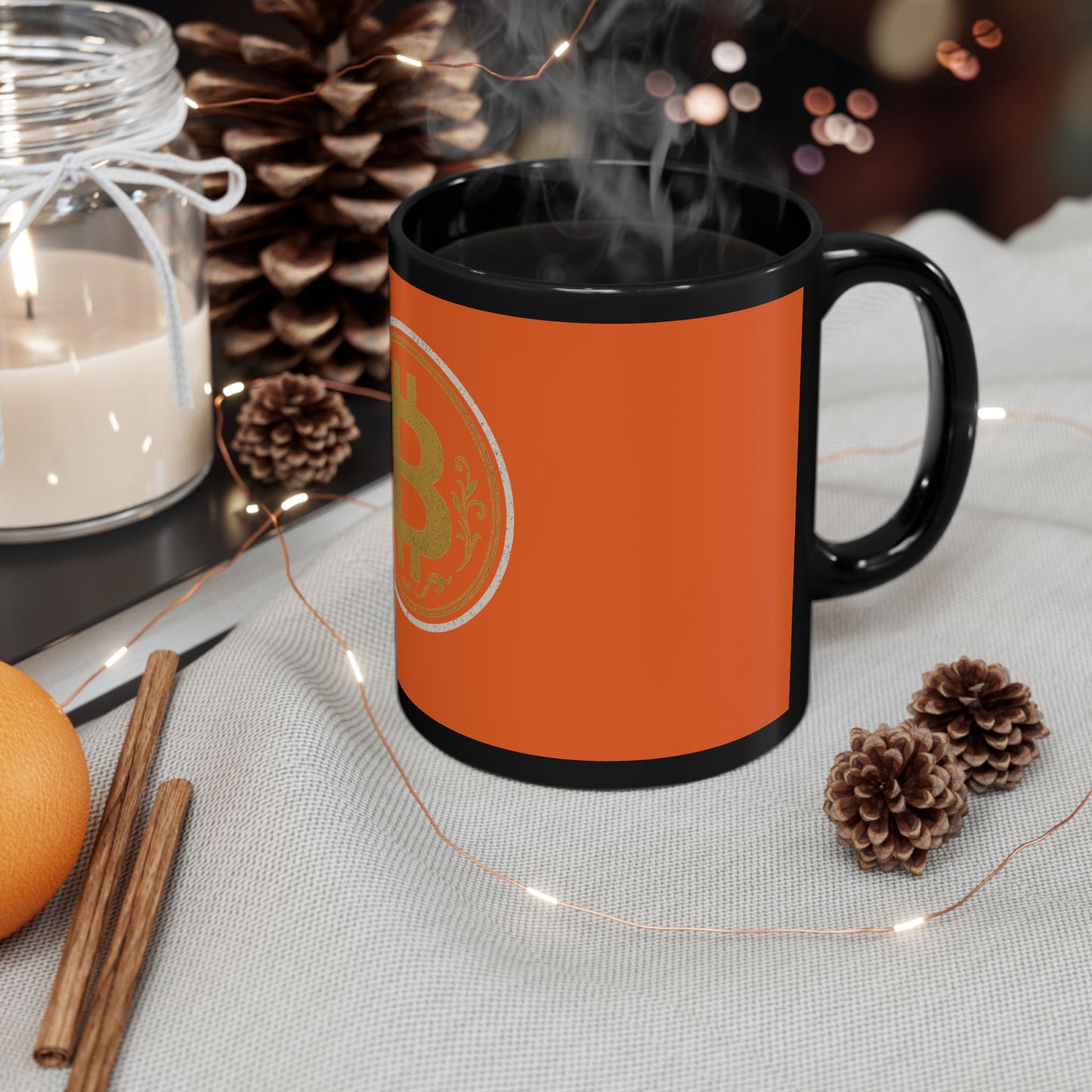 Bitcoin-Themed Black Mug: Perfect for Crypto Lovers, Coffee Enthusiasts, Gifts, Home Office Decor, and Celebrations