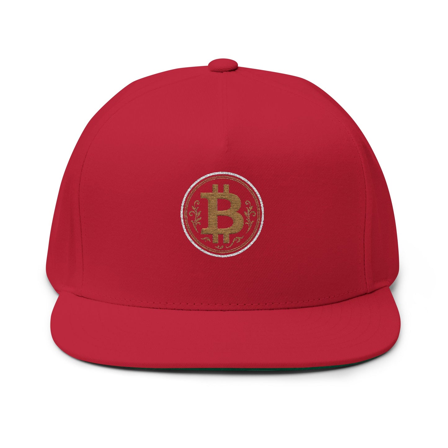 Bitcoin Embroidered Flat Bill Cap