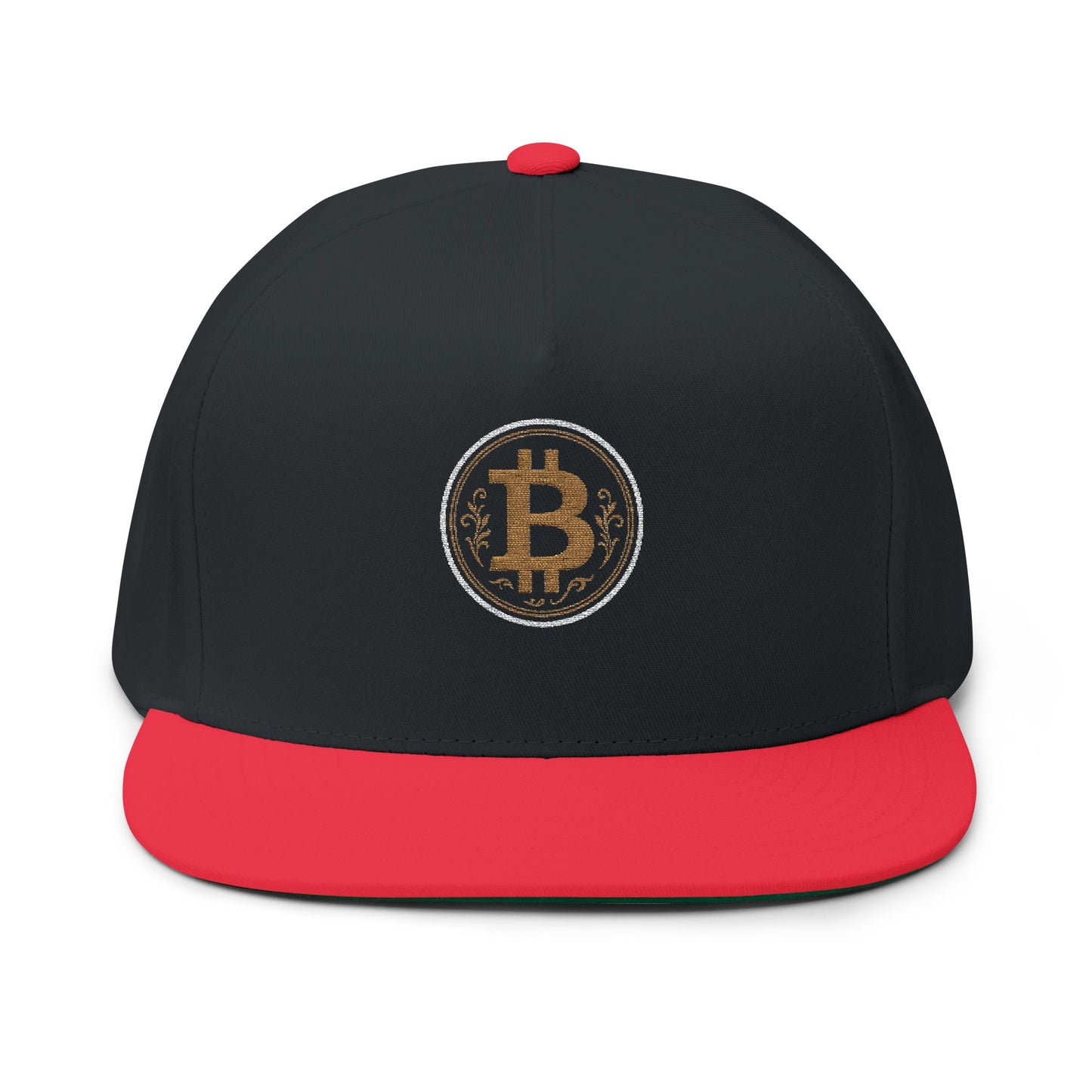 Bitcoin Embroidered Flat Bill Cap