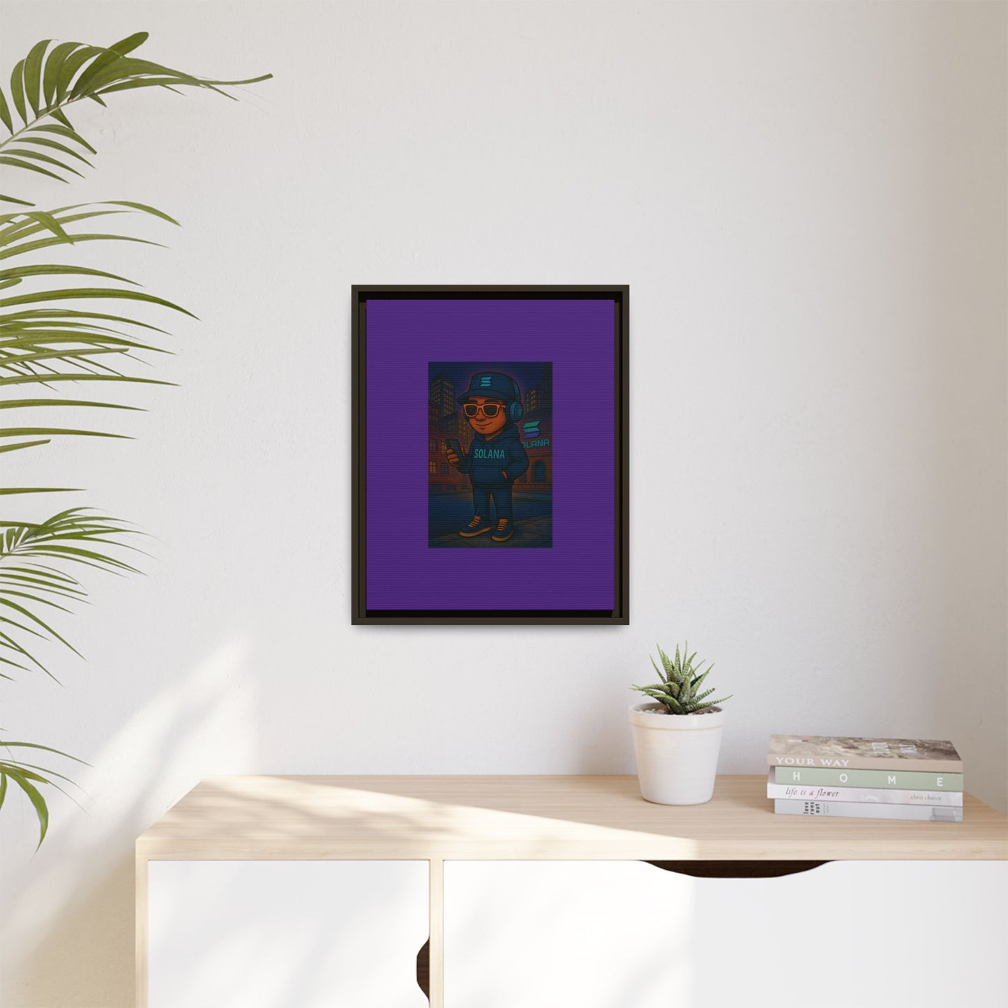 Framed Matte Canvas Art Print, Urban Character Artwork, Home Decor, Gift for Crypto Enthusiasts, Wall Art for Living Room